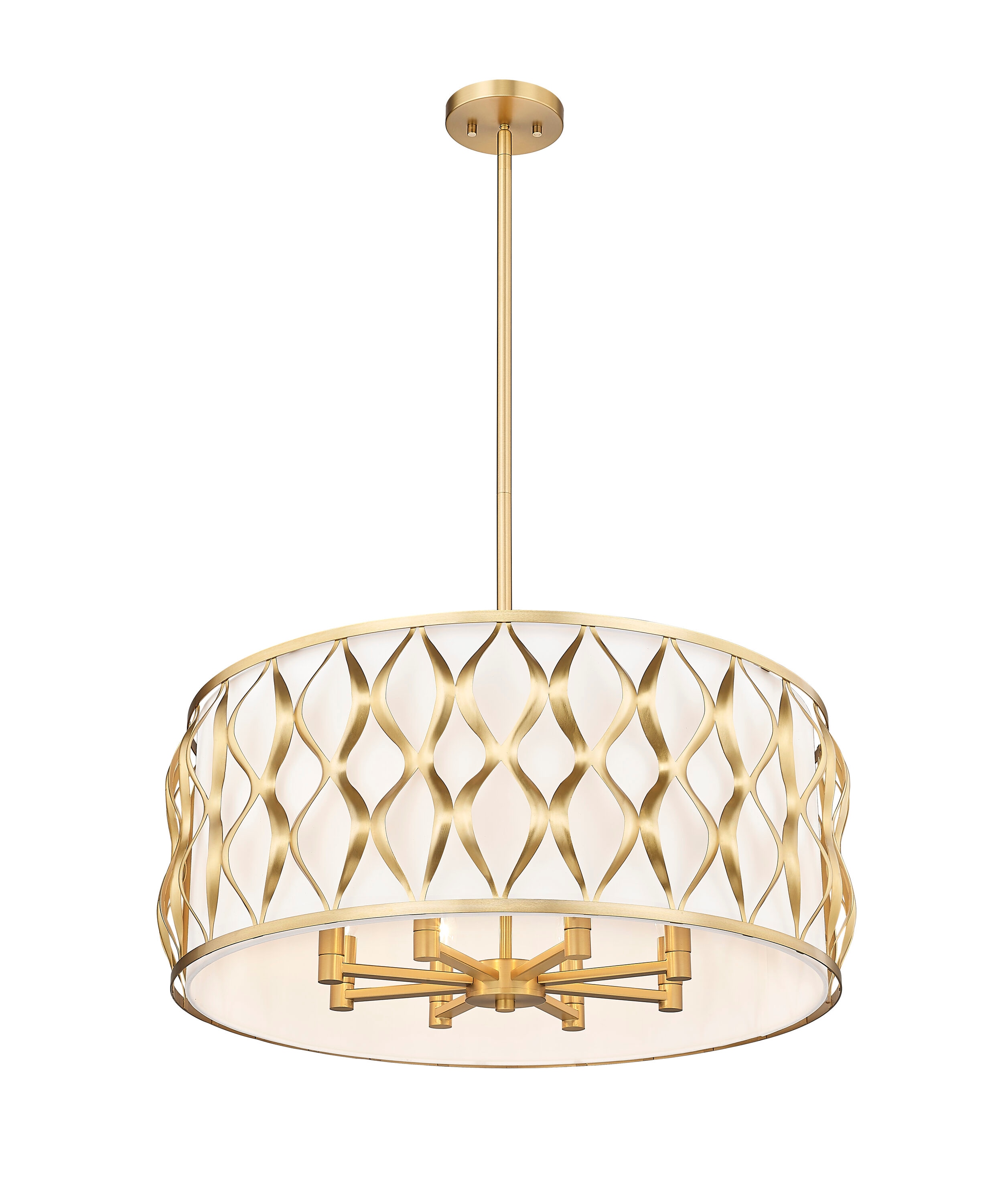 Modern Gold Drum 8-Light Indoor/Outdoor Pendant