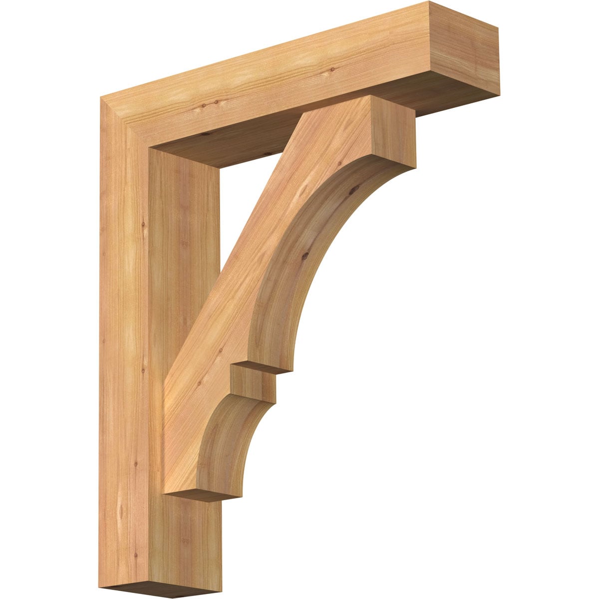 Ekena Millwork 1461942 Balboa Block Smooth Bracket with Offset Brace Western Red Cedar Wood Standard Bracket