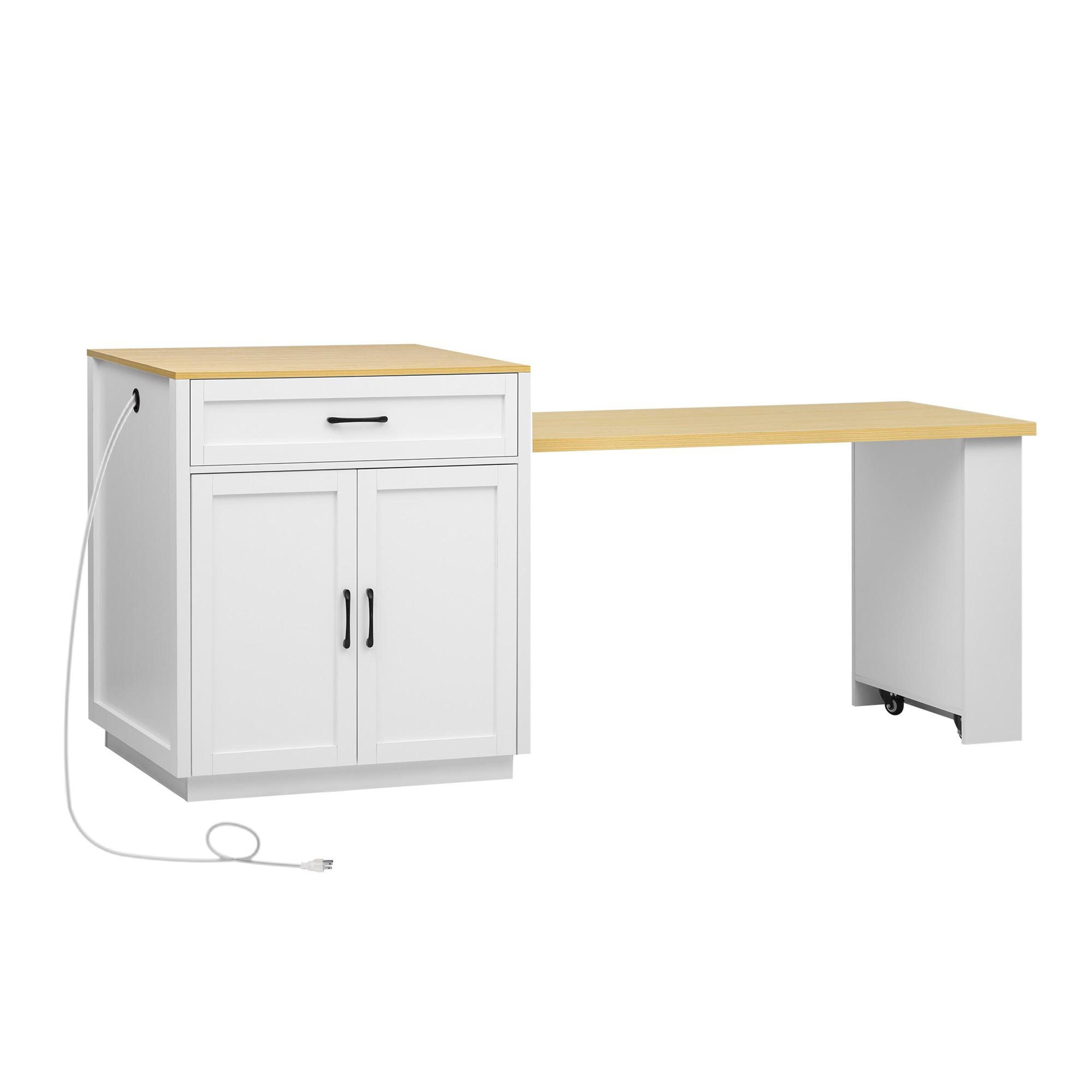Bayfeve BF-70710W-IN White MDF Base with Wood Wood Top Rolling Kitchen Island ( 27.6 x 82.7 x 36.2 )