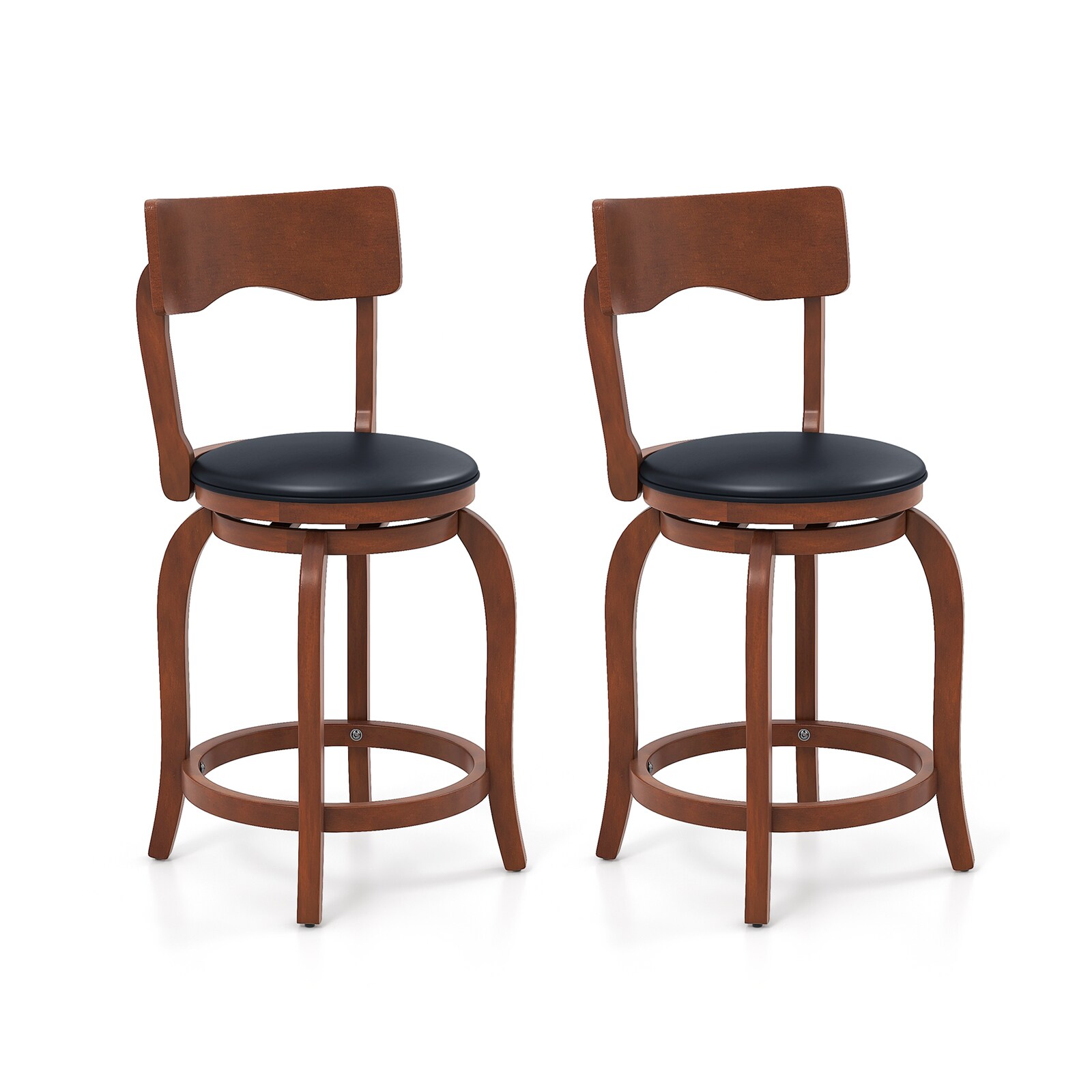  ID11964ES24 Brown 24-in H Counter height Upholstered Swivel Wood Bar Stool