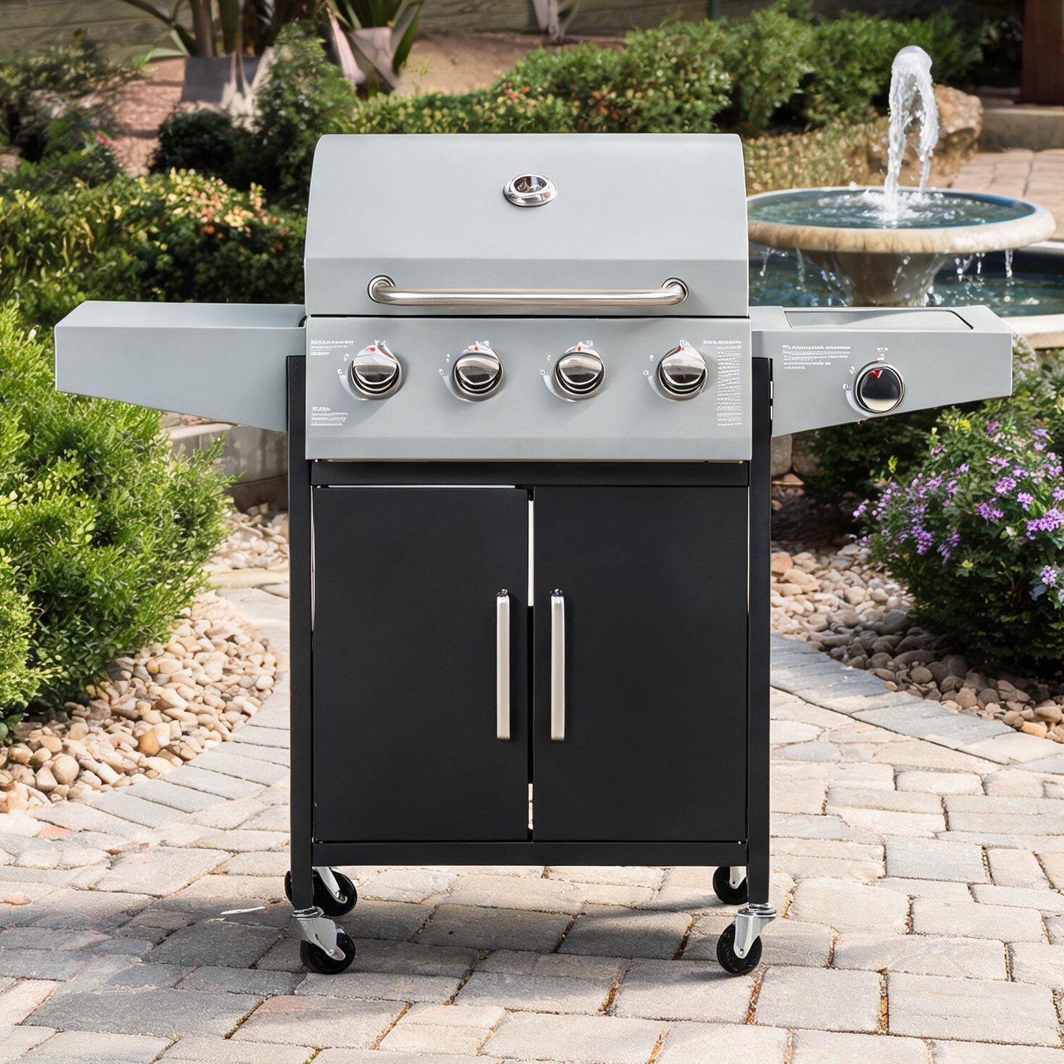 FlowLuxe Storage Cabinet in Silver 52.2 x 21.8 x 43 in with Shelving Metal Frame for Outdoor Space