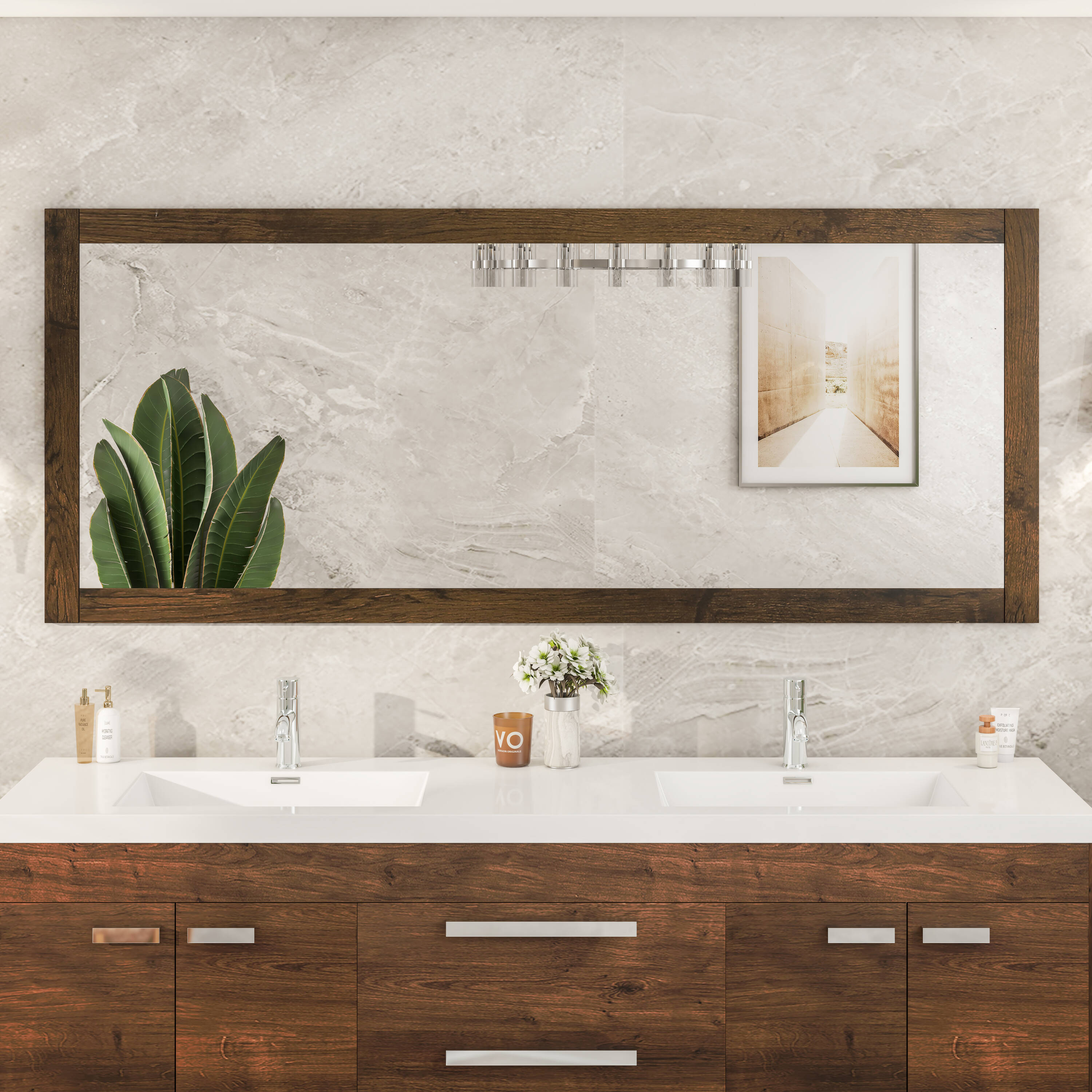 Eviva EVMR-72X30-RSWD Sun 72-Inches W x 30-Inches H Rectangle Rosewood Framed Wall Mirror