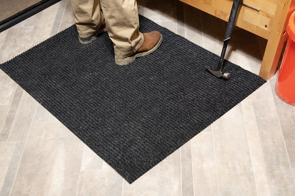 Blue Hawk 36-in W Cut-to-Length Gray/Black Tufted Polypropylene Utility  Runner (By-the-Foot) in the Utility Runners (By-the-Foot) department at