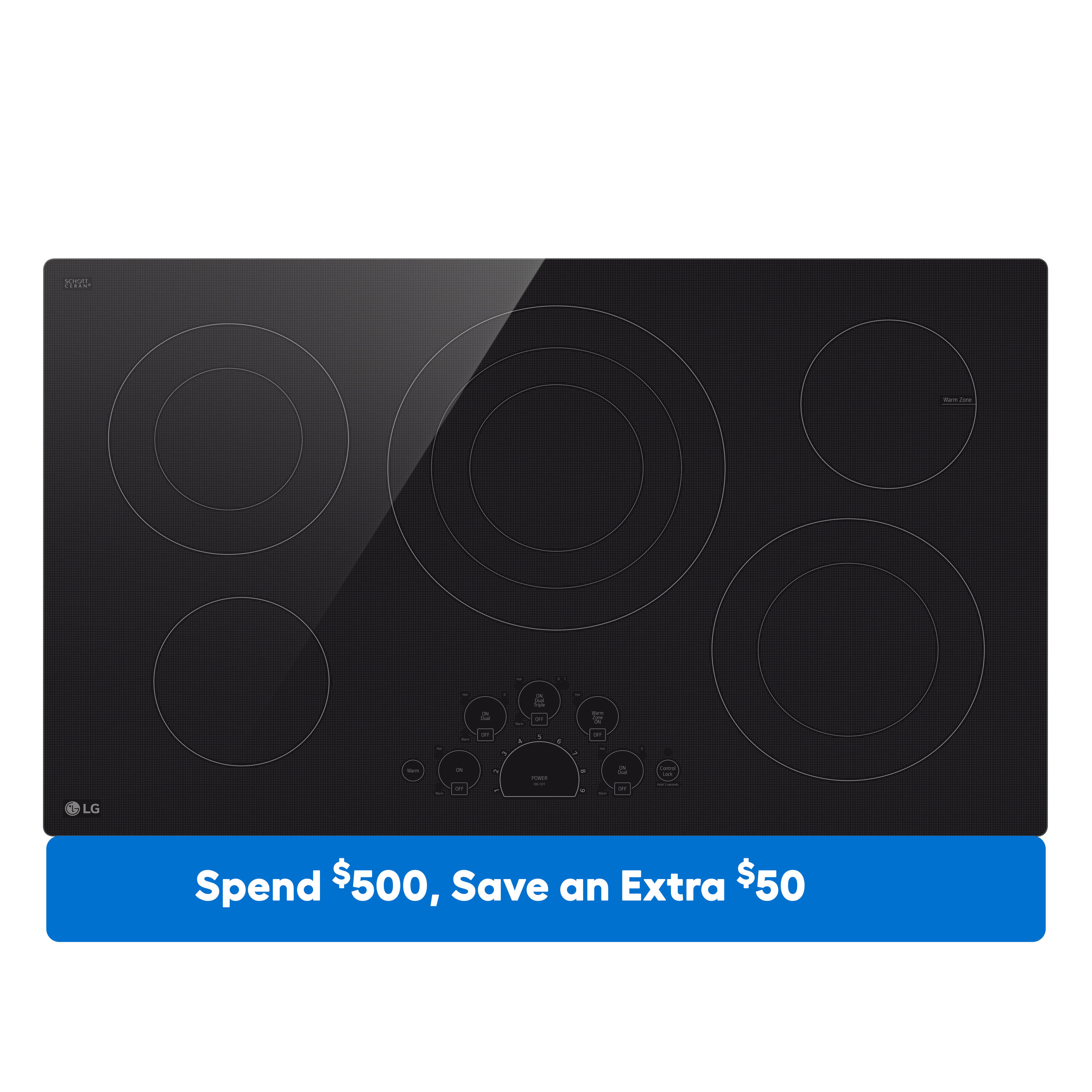 LG 36in 5 Burners Smooth Surface (Radiant) Black Electric Cooktop in