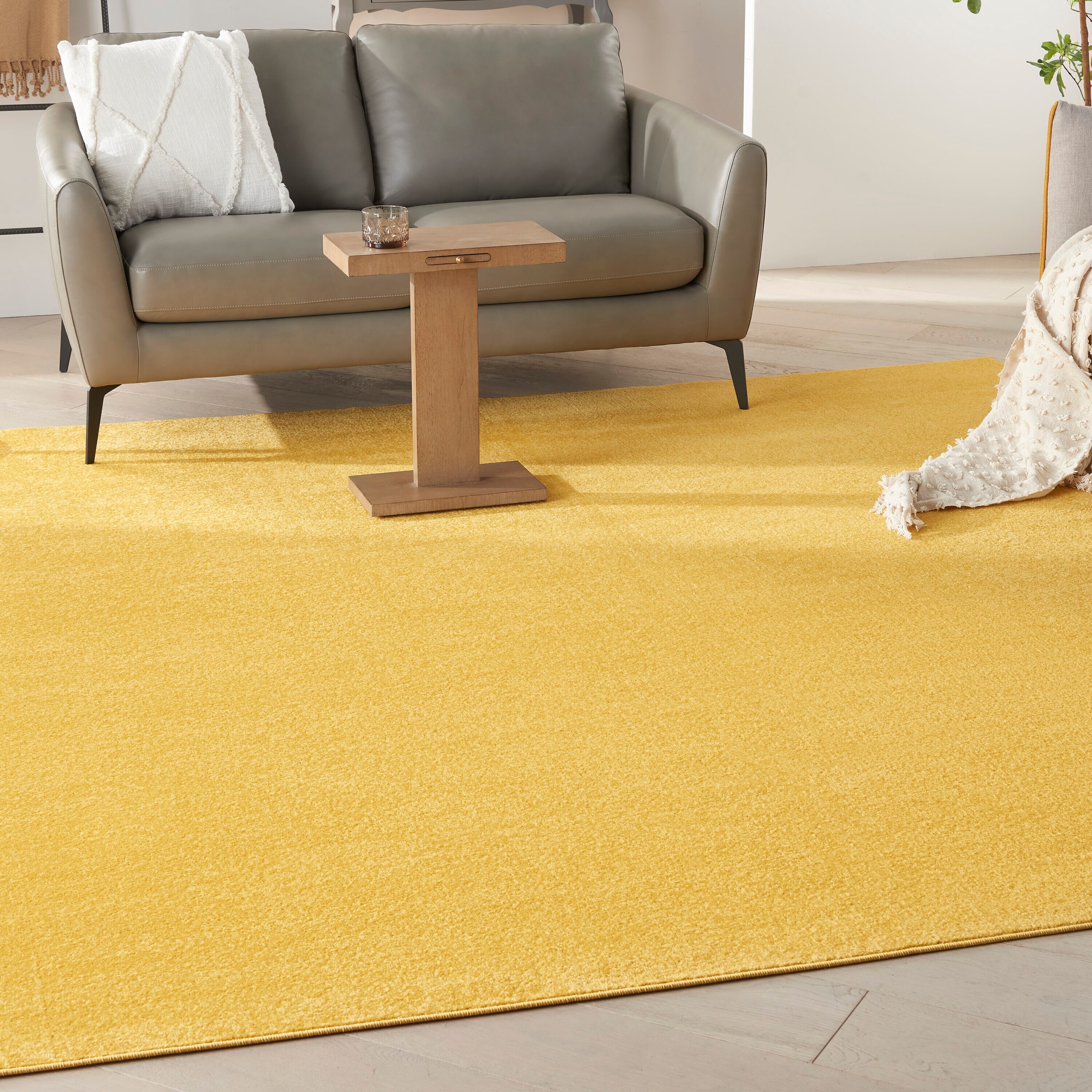 Nourison Home 099446825575 Essentials 9 x 9 (ft) Loomed Polypropylene Yellow Square Indoor/Outdoor Solid Area rug