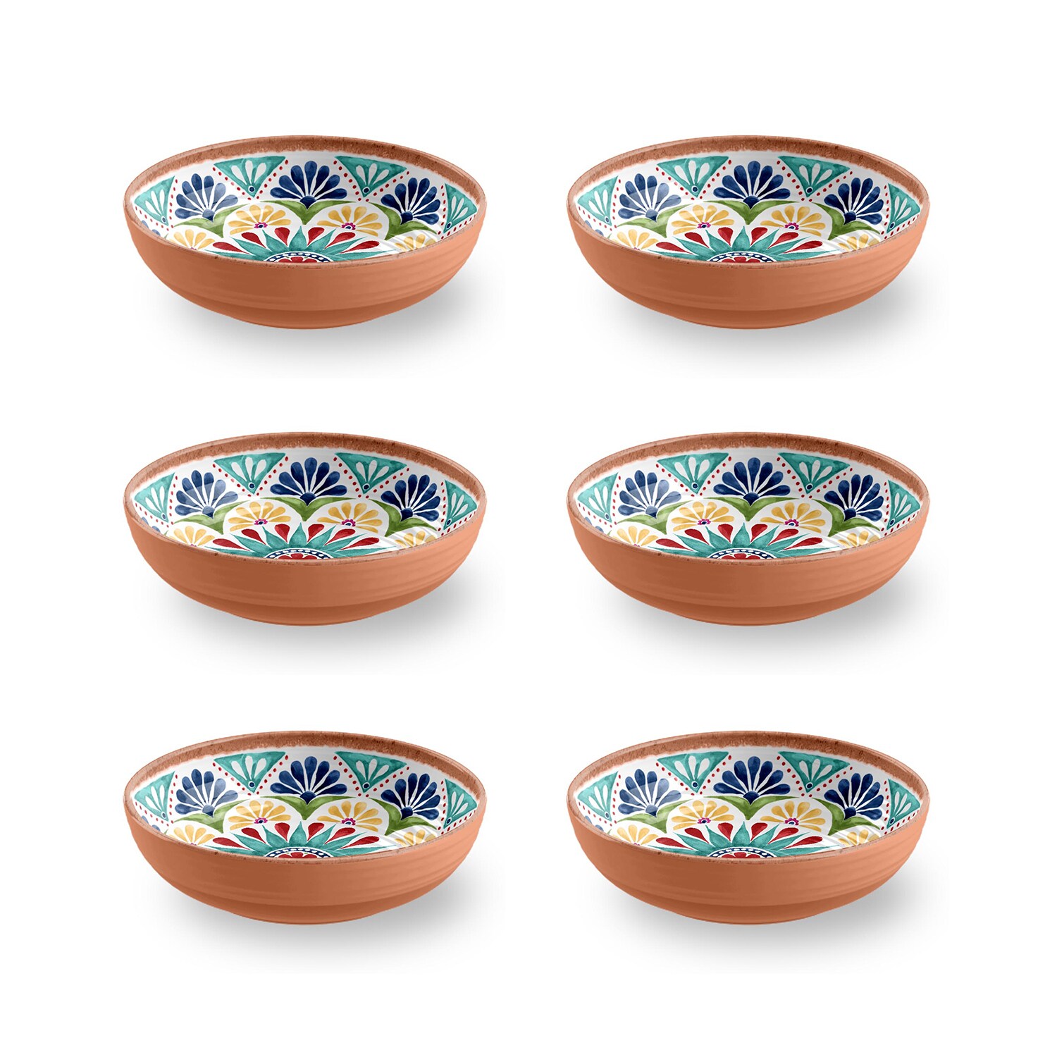 TarHong Rio Medallion Melamine Bowl - Multicolor - 8in. - Set of 6