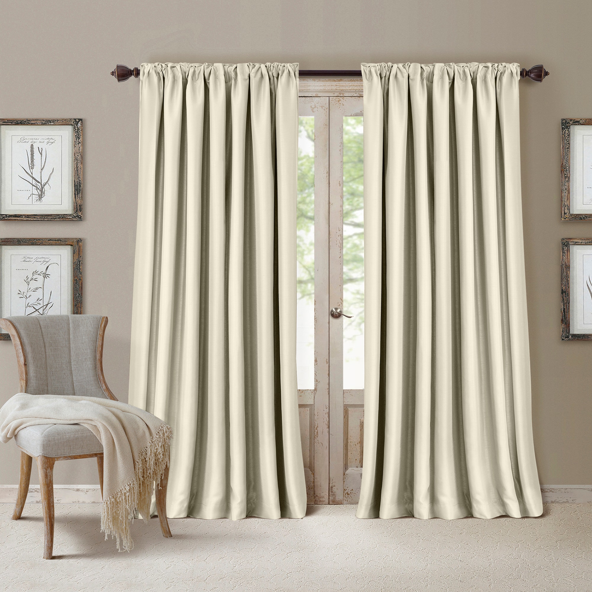 Elrene Home Fashions 108-in Ivory Blackout Interlined Rod Pocket Single ...