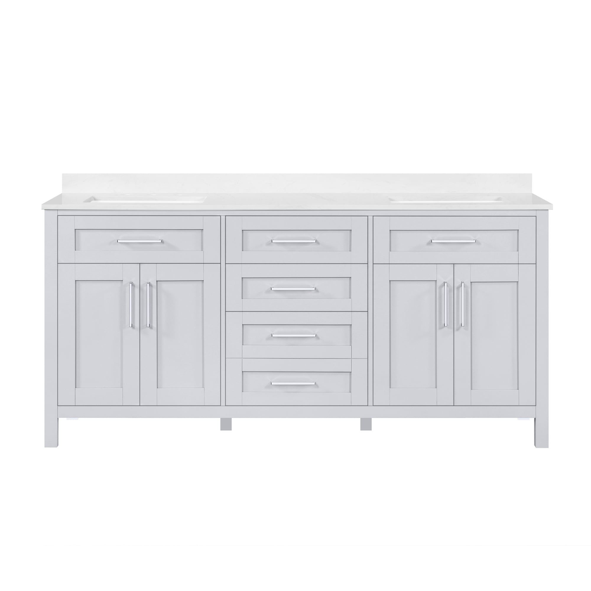 Tahoe 72'' Dove Gray Double Sink Bathroom Vanity with Chrome Hardware