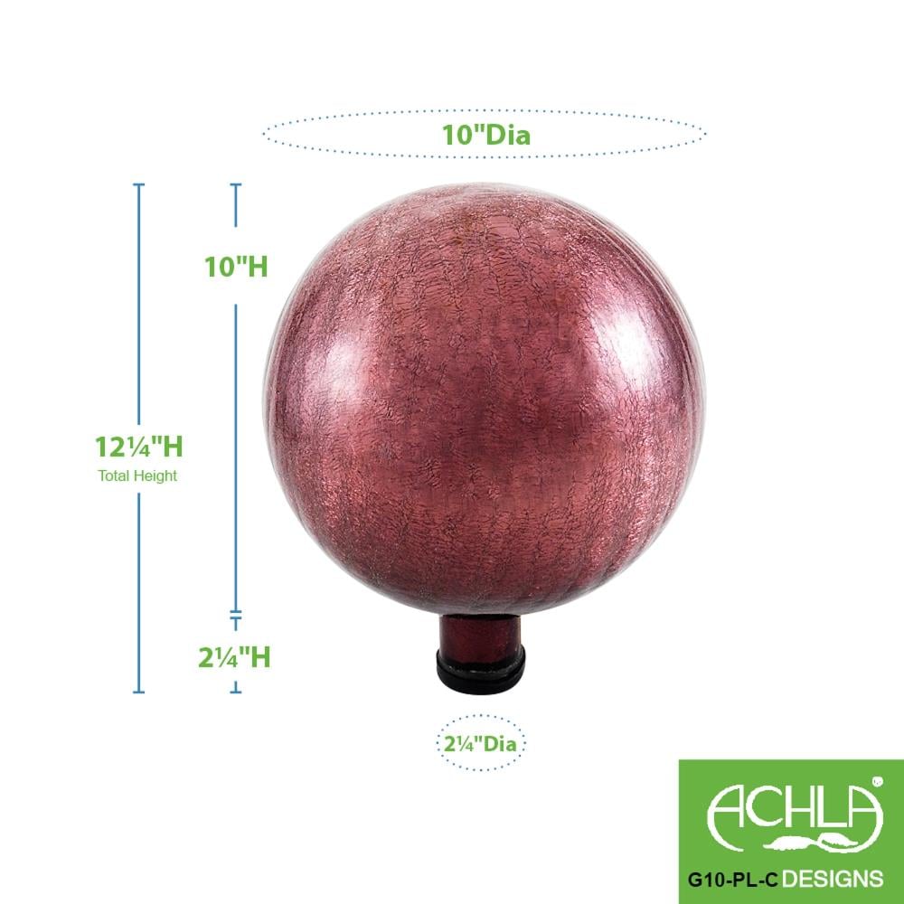 10-Inch Plum Crackle Glass Garden Gazing Globe