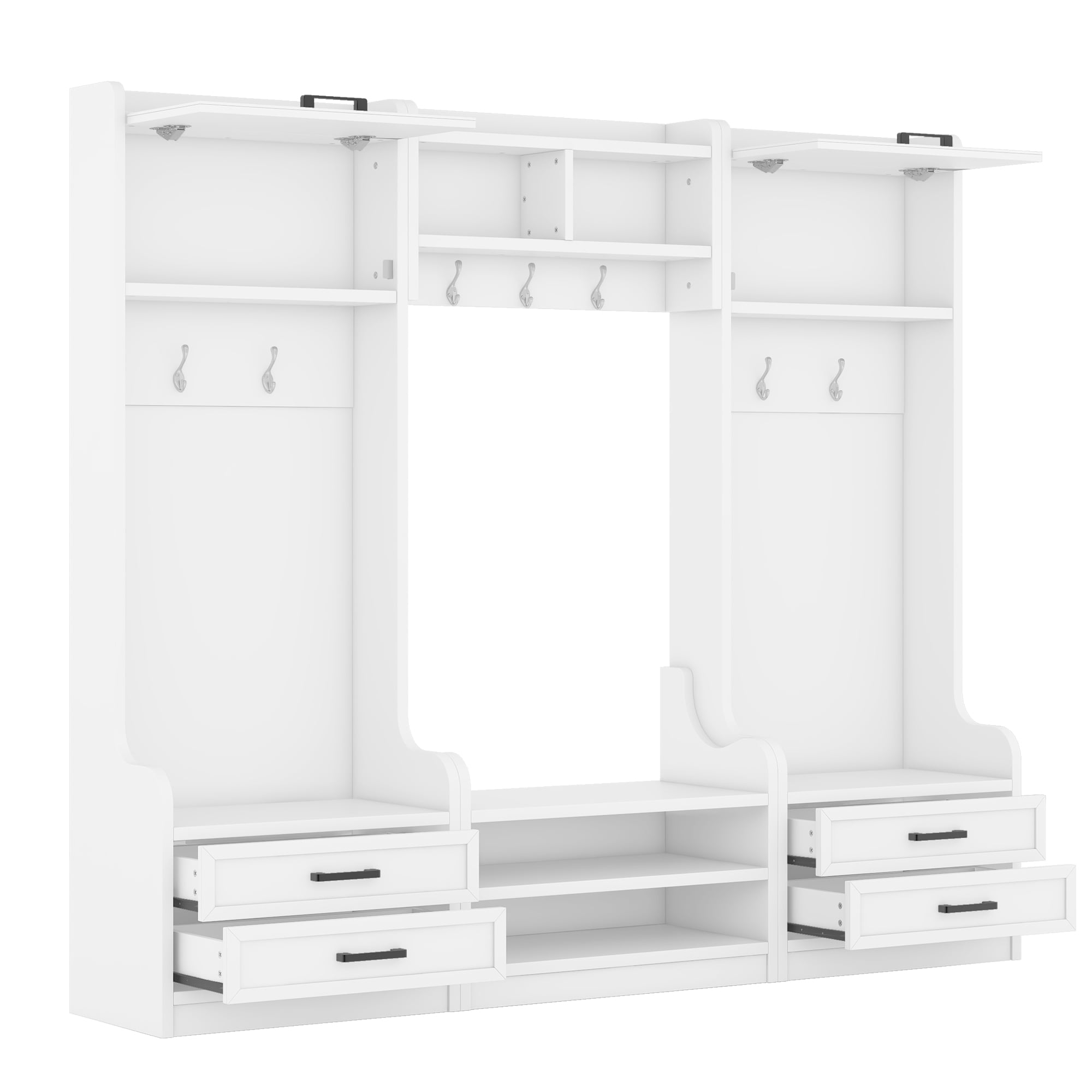 Flynama SHS00090 Modern 78-in White Wood Hall Tree