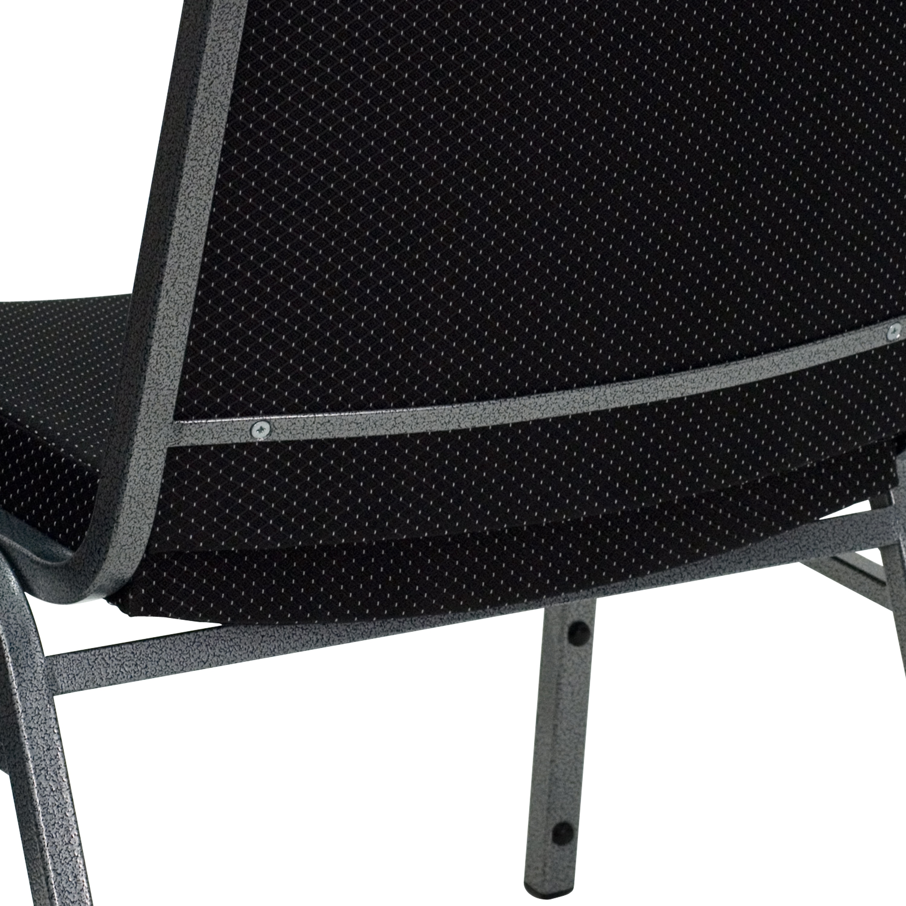 Contemporary Black Fabric & Silver Metal Stackable Chair Duo