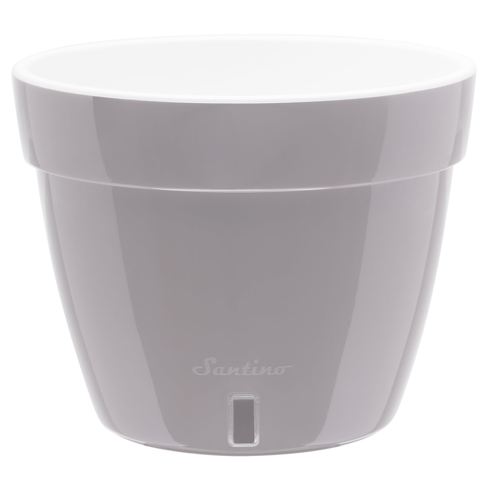 Decopots AST79GREYWHITE Round 6.3-Inches W Small Gray Plastic Indoor/Outdoor Planter with Self Watering