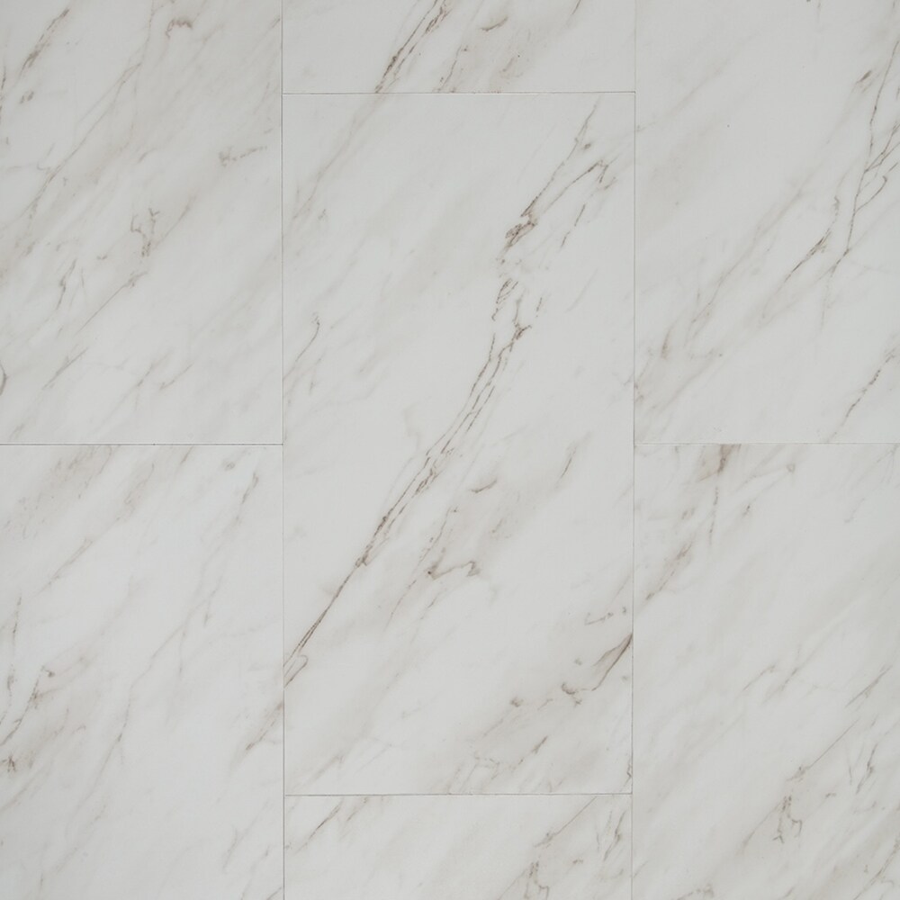 Style Selections Grecian Marble White Marble Look 4-mil x 12-in W x 24-in L Groutable Water Resistant Peel and Stick Luxury Vinyl Tile Flooring (2-sq ft/ Piece)
