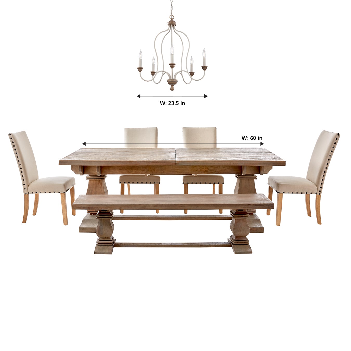 Hartsville 5-Light Mini Chandelier in Chalk Washed Beachwood