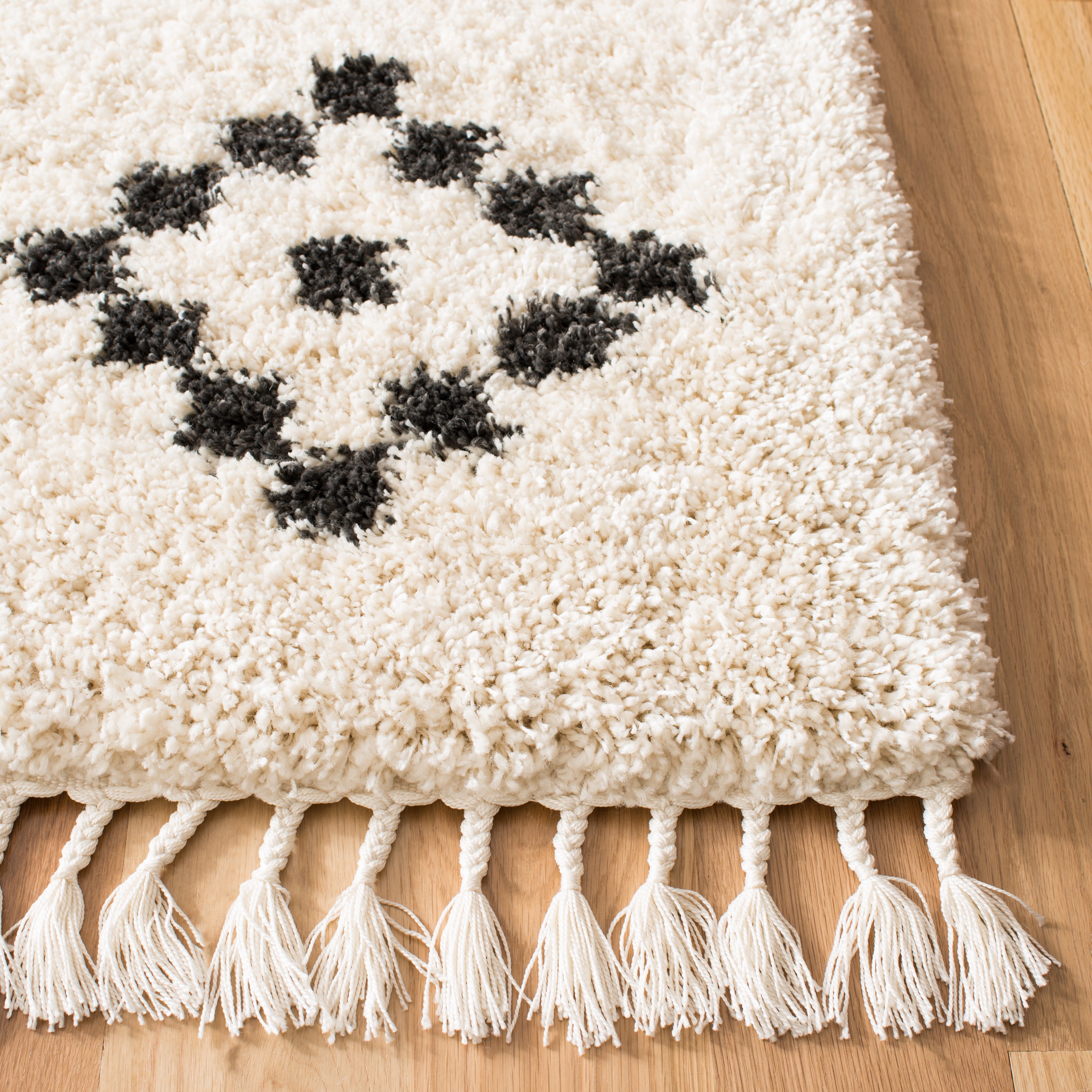 Handmade Gray Wool and Synthetic Shag Rug, 3' x 5'