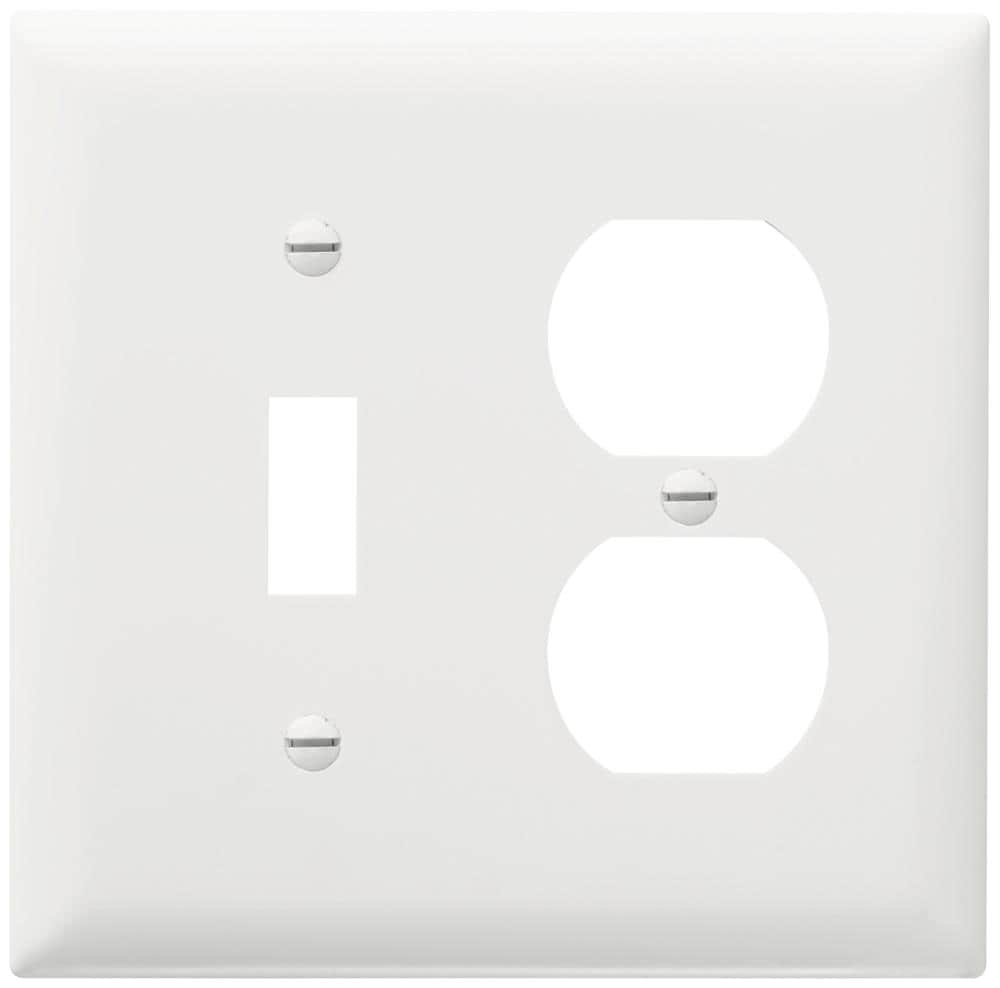 Pass & Seymour/Legrand 2-Gang White Toggle/Duplex Midsize Wall Plate in ...