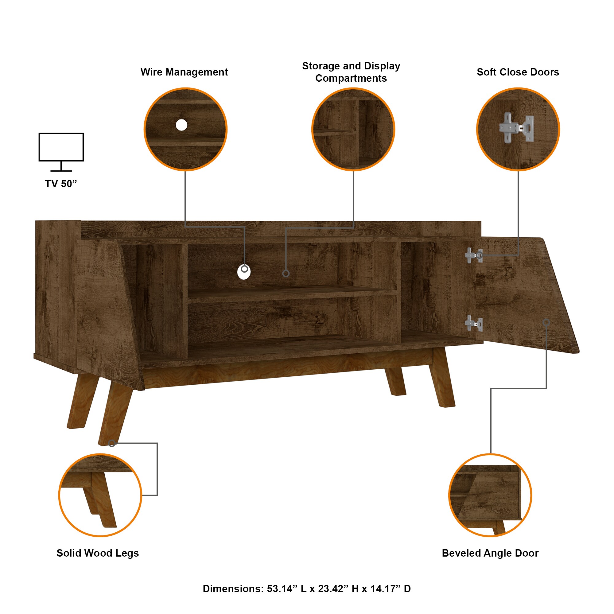 Manhattan Comfort Modern/Contemporary Rustic Brown Tv Stand