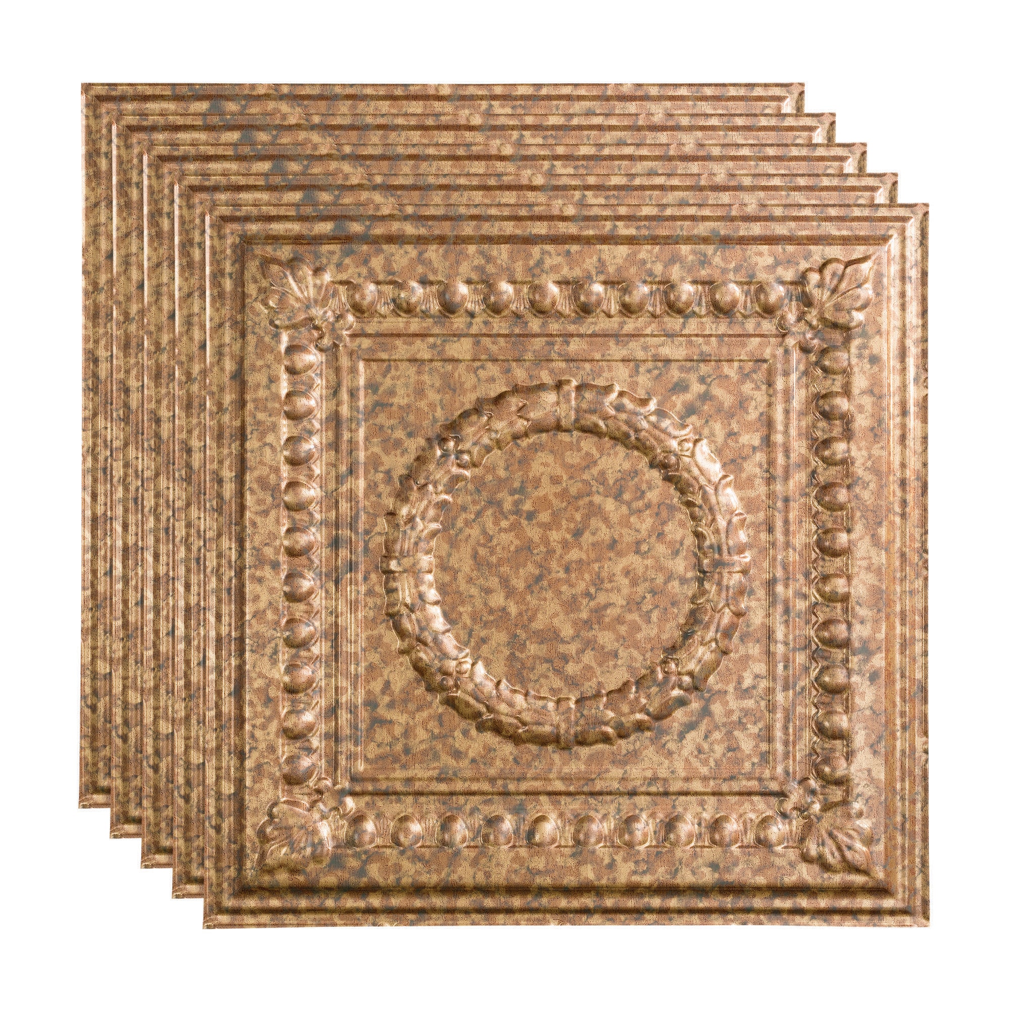 Fasade PL5719 2-ft x 2-ft Rosette Cracked Copper PVC Drop Ceiling Tile ( 5 -Pack, 20-Sq. Feet / Case )