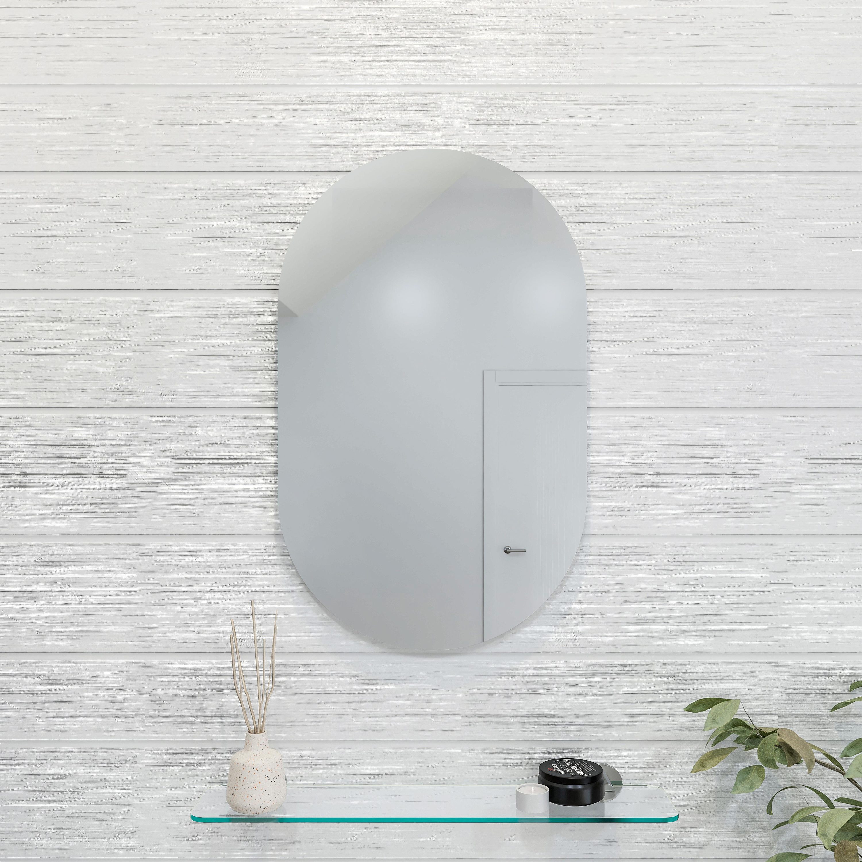 Croydex MM701300US 15.75-Inches x 25.75-Inches Polished Frameless Oval Bathroom Vanity Mirror ( Silver )
