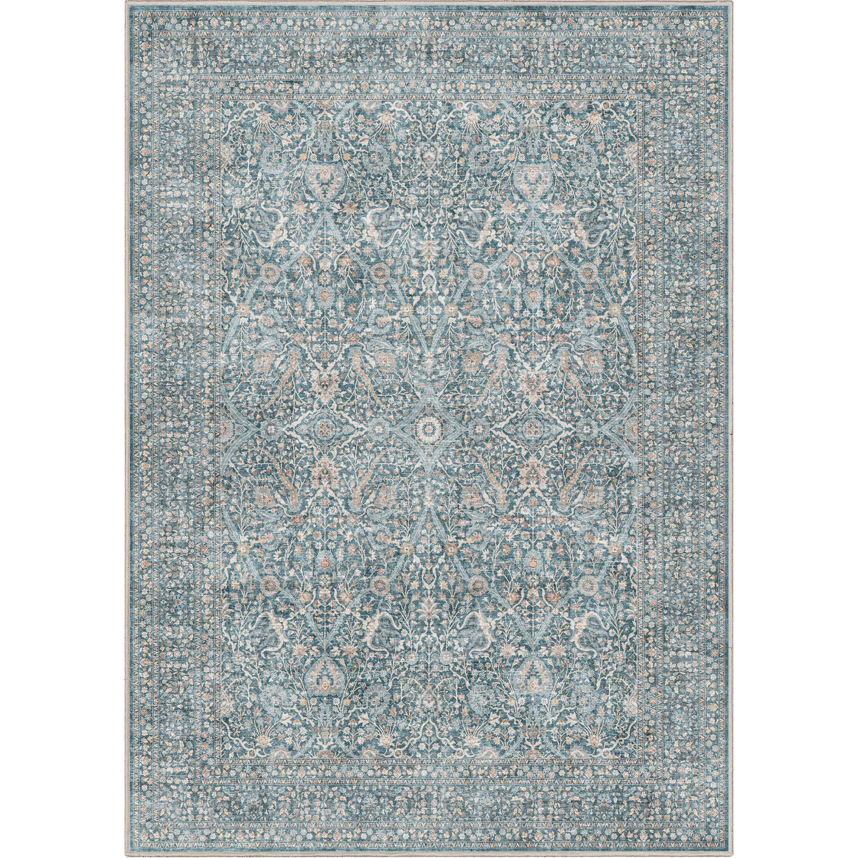 Asha Blue Chenille 5' x 7' Stain-Resistant Area Rug