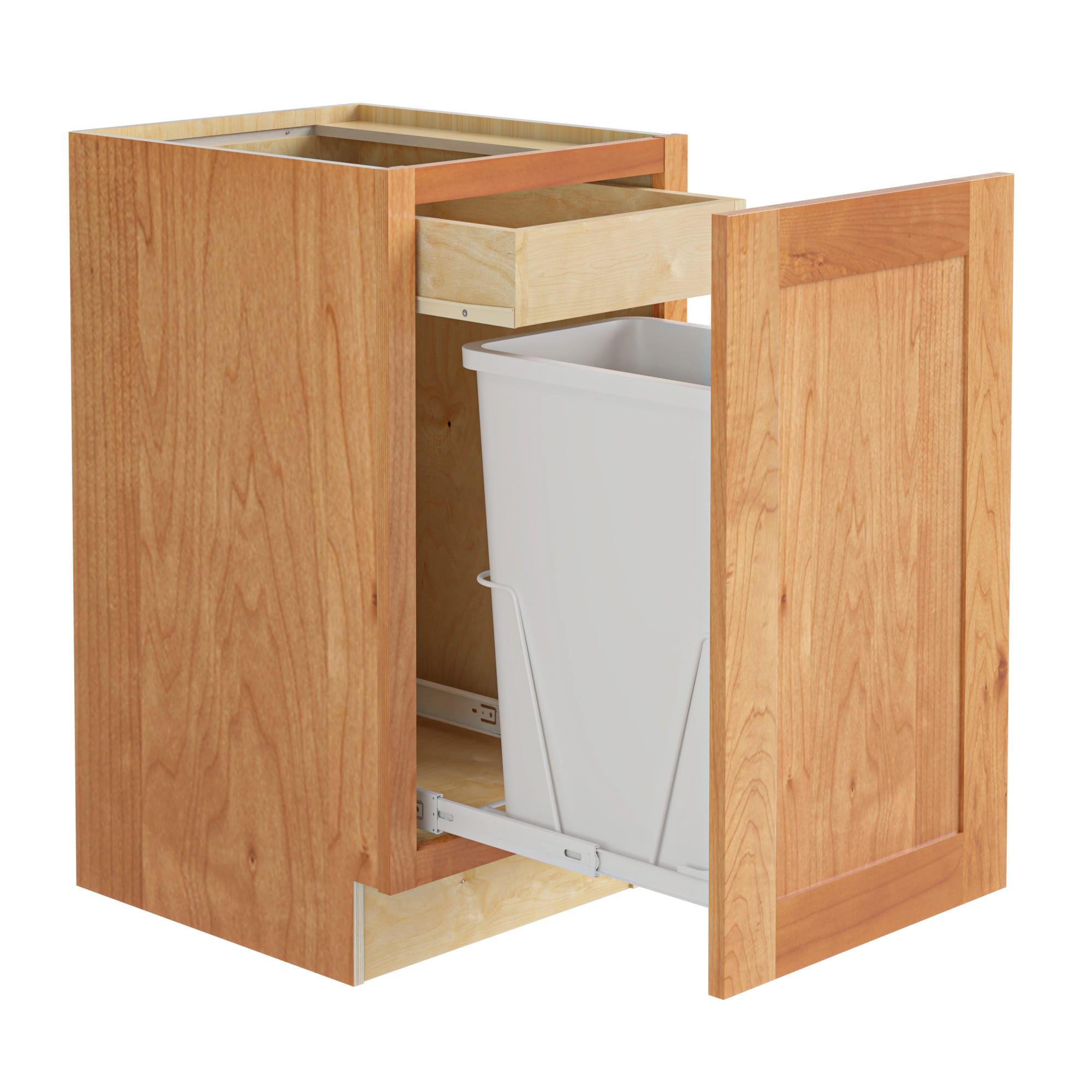 Luxxe Cabinetry B1WB15-HCN Heston 15-in W x 34.5-in H x 24-in D Cider 1-Drawer Pull-out Wastebasket Base Fully Assembled Plywood Cabinet (Recessed Panel Style)