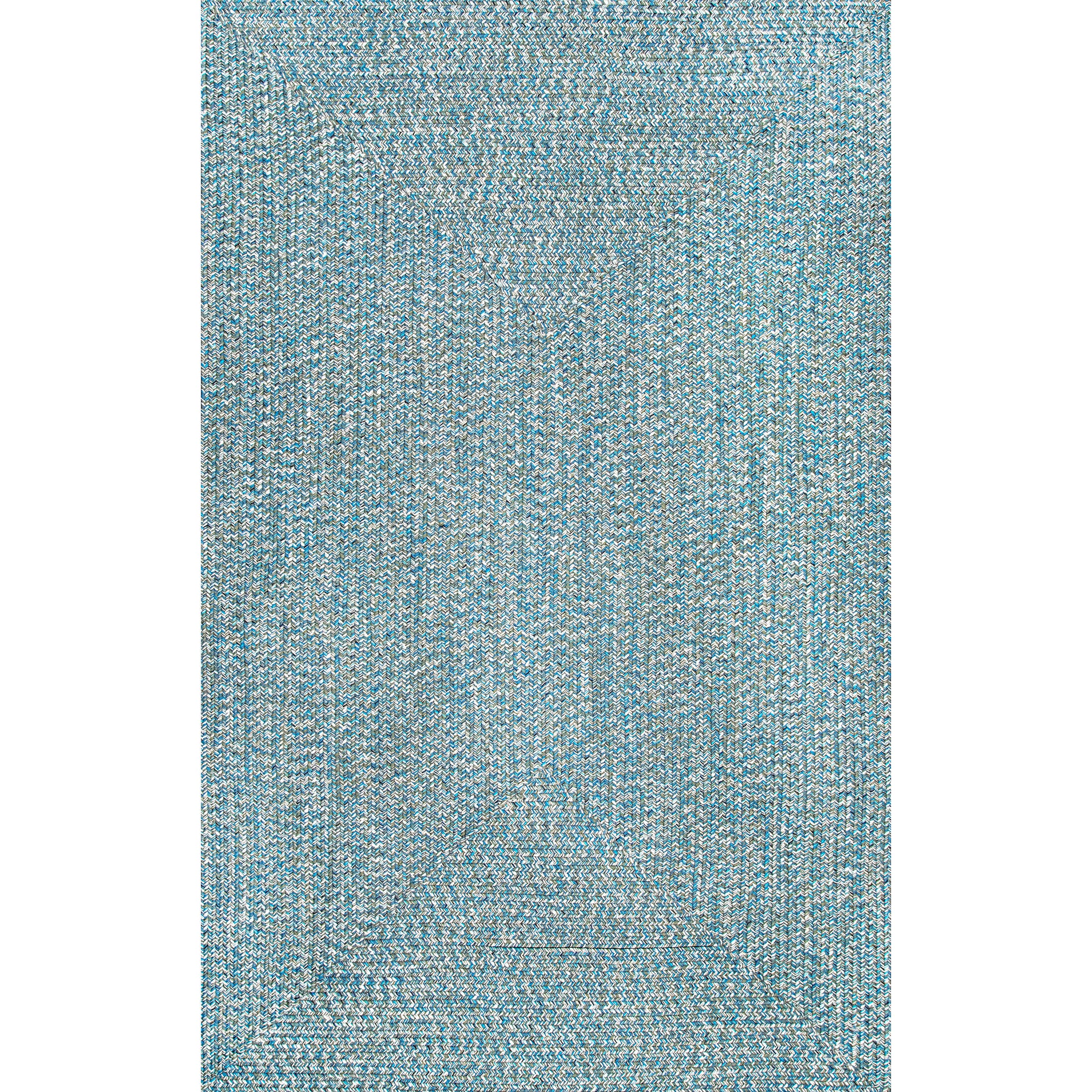 Aqua Braided Synthetic Indoor/Outdoor Area Rug, 4x6