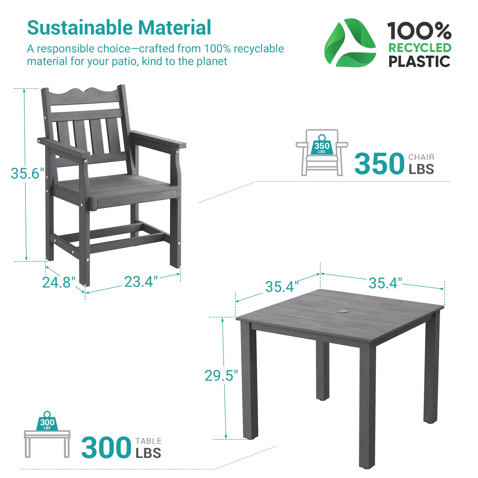 ACEGOSES LW-PPD-T01-GY-5 Patio-Dining-Sets - View #2