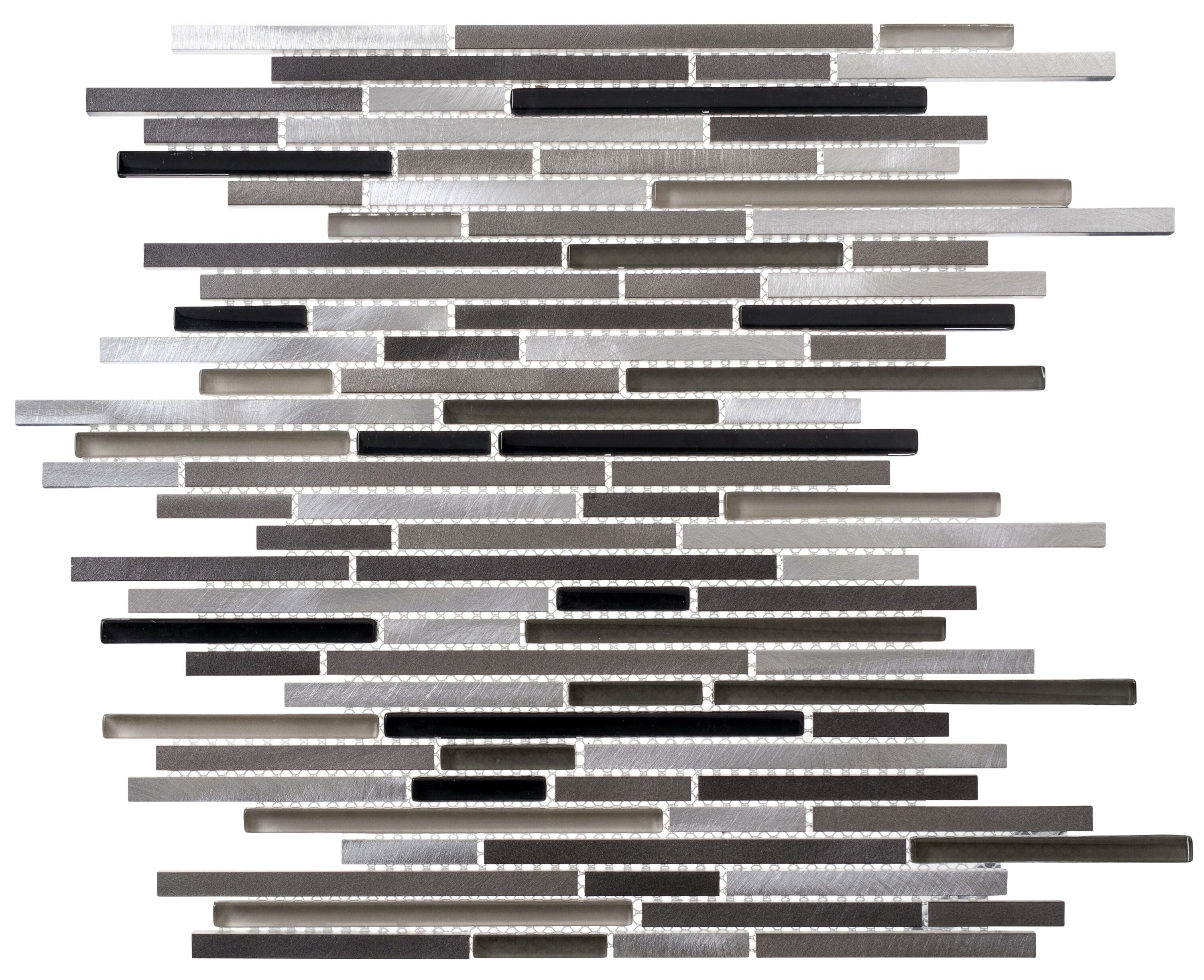 Andova Tiles ANDKLE982 Klein- Bache Sizzle 12-in x 12-in Glossy Metal Brick Look Mosaic Floor and Wall Tile (0.96-sq. ft/ Piece)