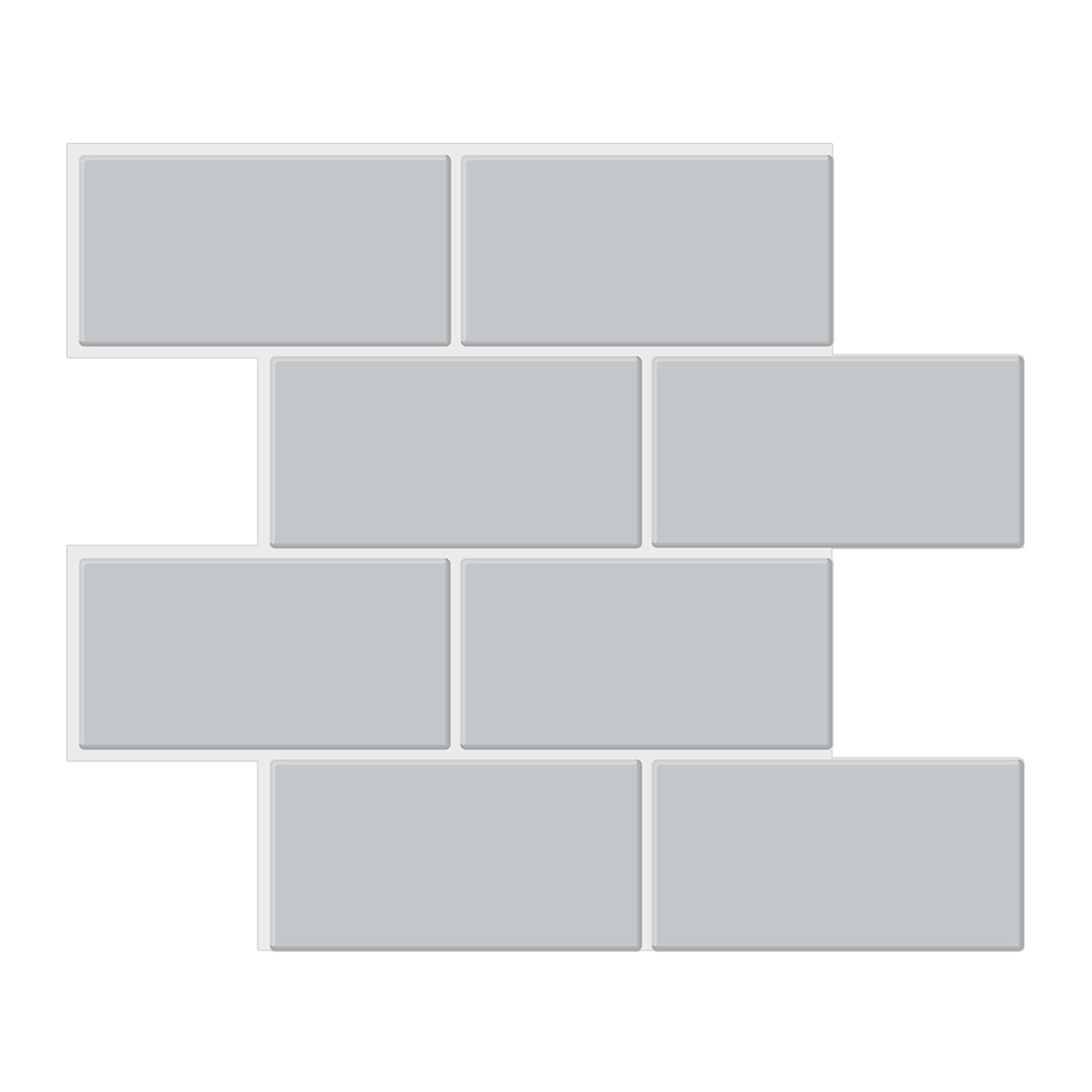Tic Tac Tiles TSB55-10 Thicker Small Subway Brick Gray 11-in x 12-in Glossy PVC Brick Look Peel and Stick Tile (7.3-sq. ft/ Carton)