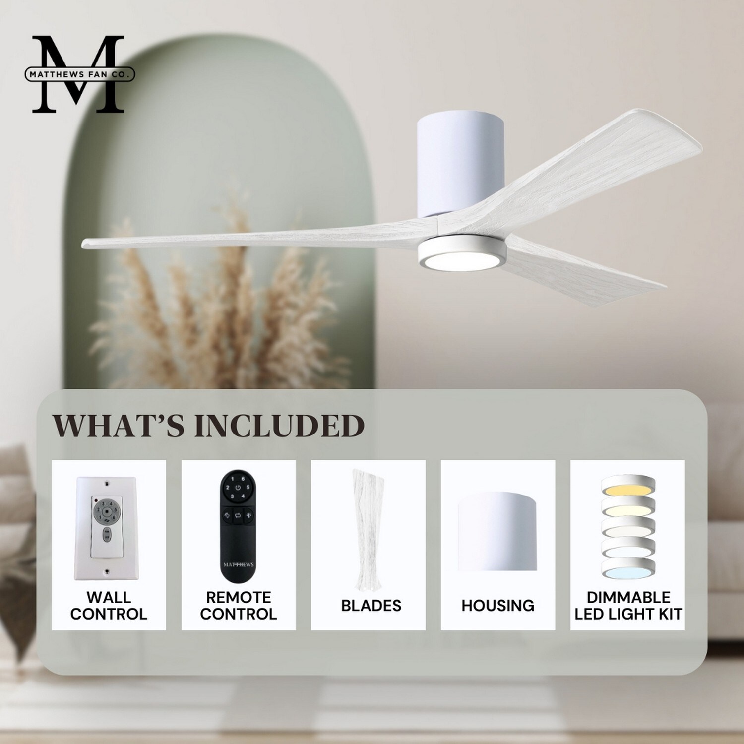 Matthews Fan Company IR3HLK-WH-MWH-42 Ceiling-Fans - View #9