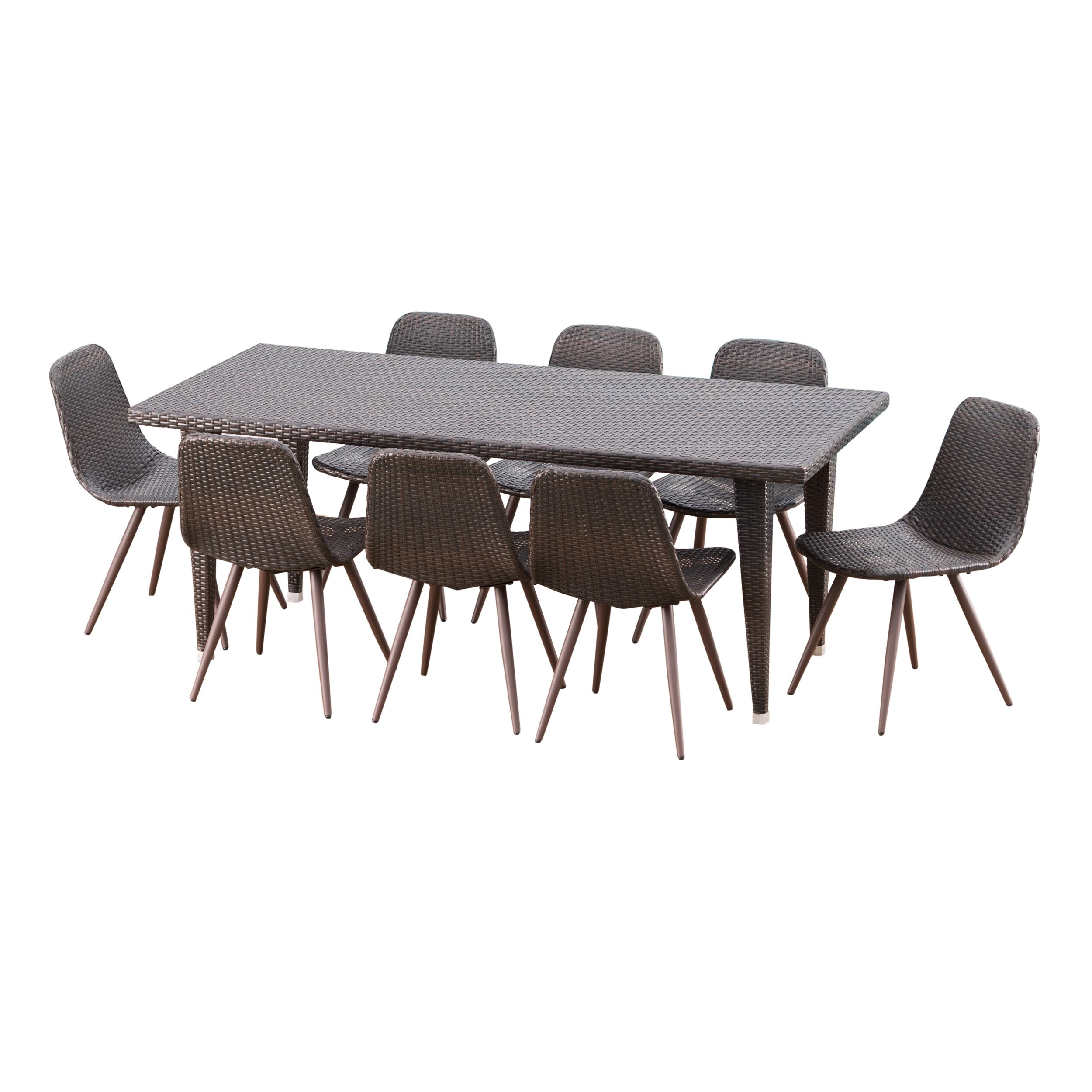 Best Selling Home Decor 301969 Luke 9 -Piece multibrown Rattan Patio Dining Set Rattan Rectangle Table with 8 Stationary Chairs