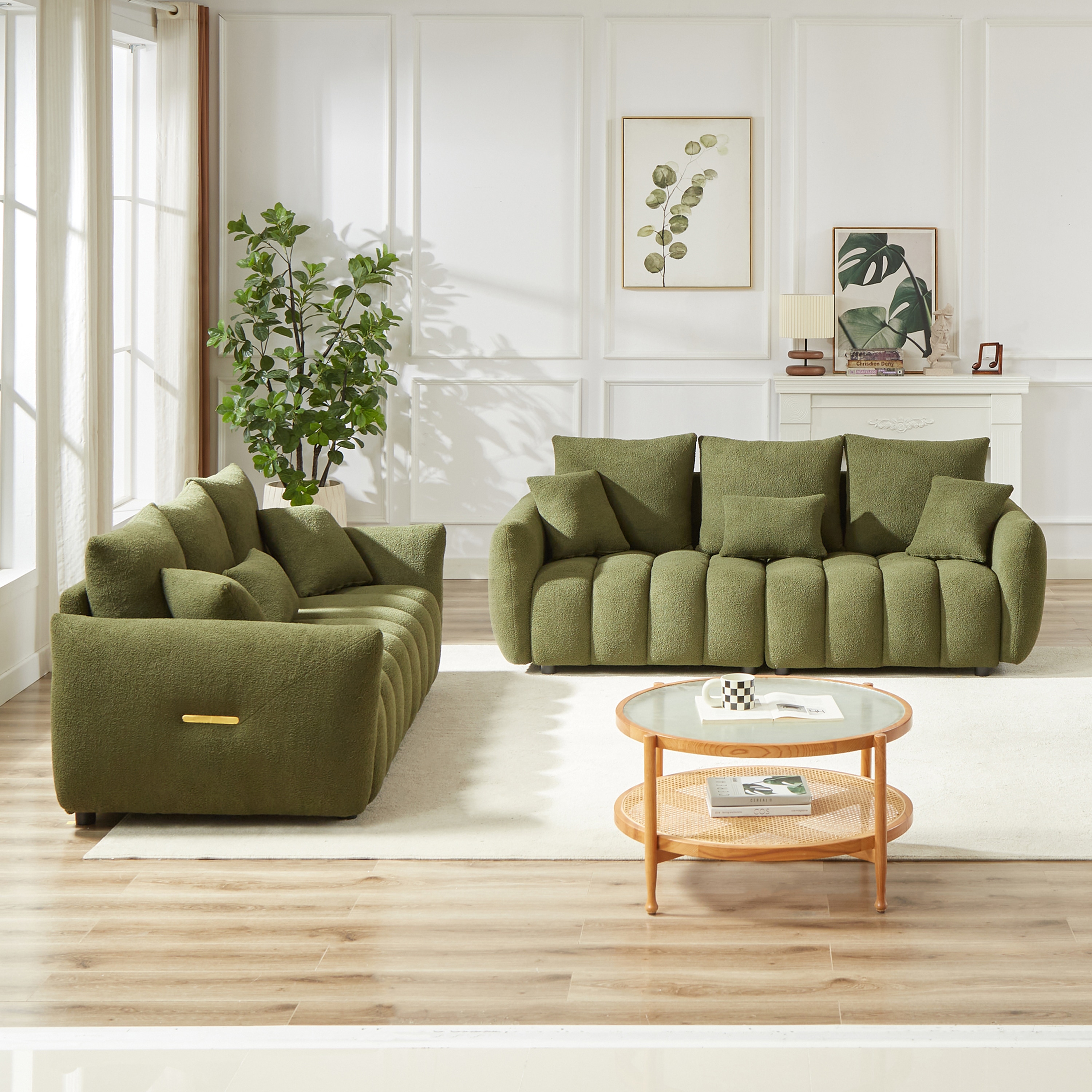 Bybafun YA3700320 Modern 2 -Piece Polyester/Polyester blend green Living Room Set