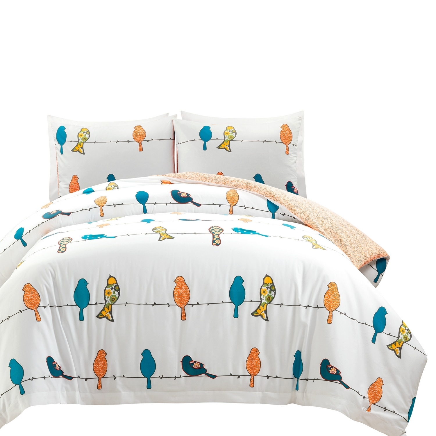 Rowley Birds Multicolor Cotton Full/Queen Duvet Cover Set