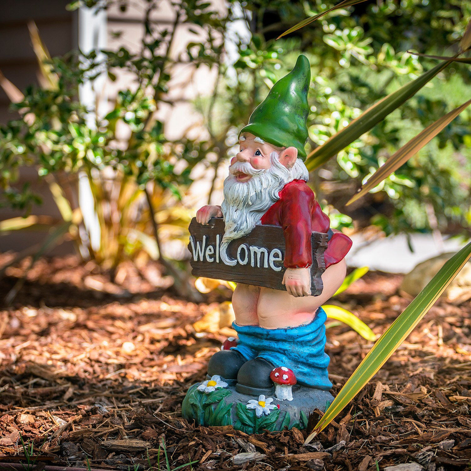 Garden Gnome Statue Fishing Dwarf Figurine Outdoor Yard Pool Pond