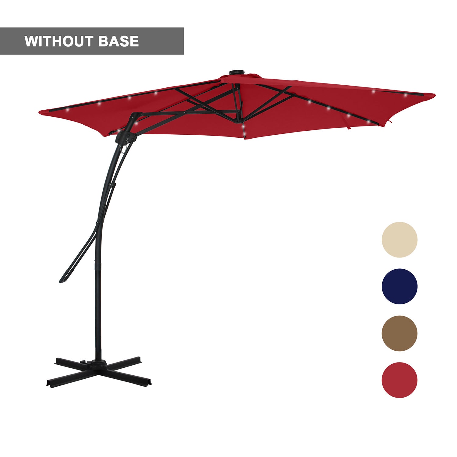 Clihome CL0104QDYGL10RD 10 Steel Red Auto-tilt Offset Patio Umbrella with Lights