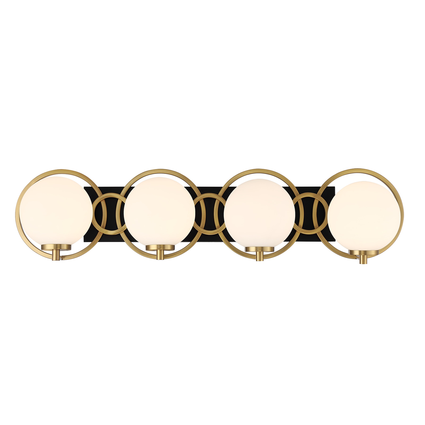 Savoy House 8-6180-4-143 Alhambra 4-Light Bathroom Light in Matte Black Warm Brass 32.5-in 4 -Light Multiple finishes Brass Modern/contemporary Vanity light