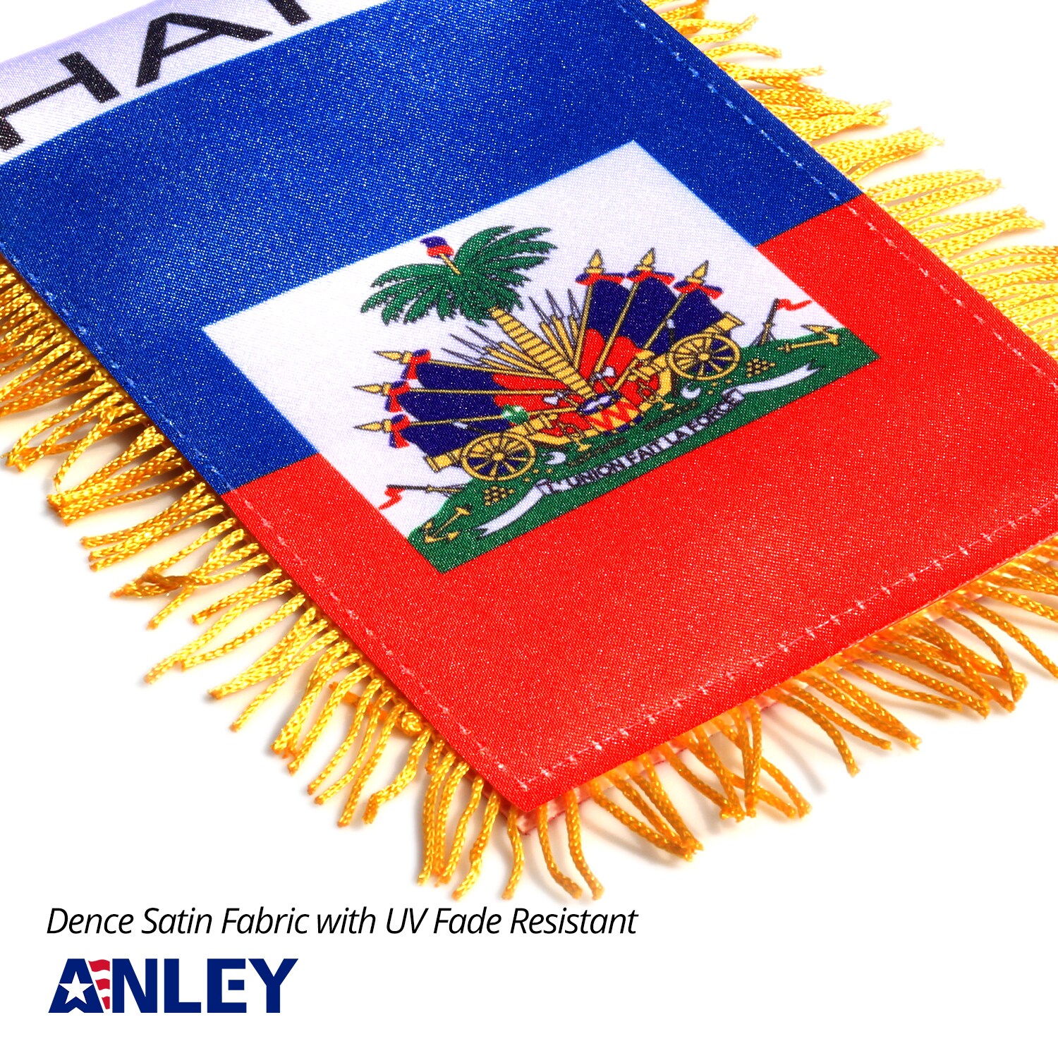 Haitian Hanging Flag with Suction Cup Fringed & Double Sided Mini Flag Banner & Car Rearview Mirror Décor Anley 4 X 6 Inch Haiti Fringy Window Hanging Flag 