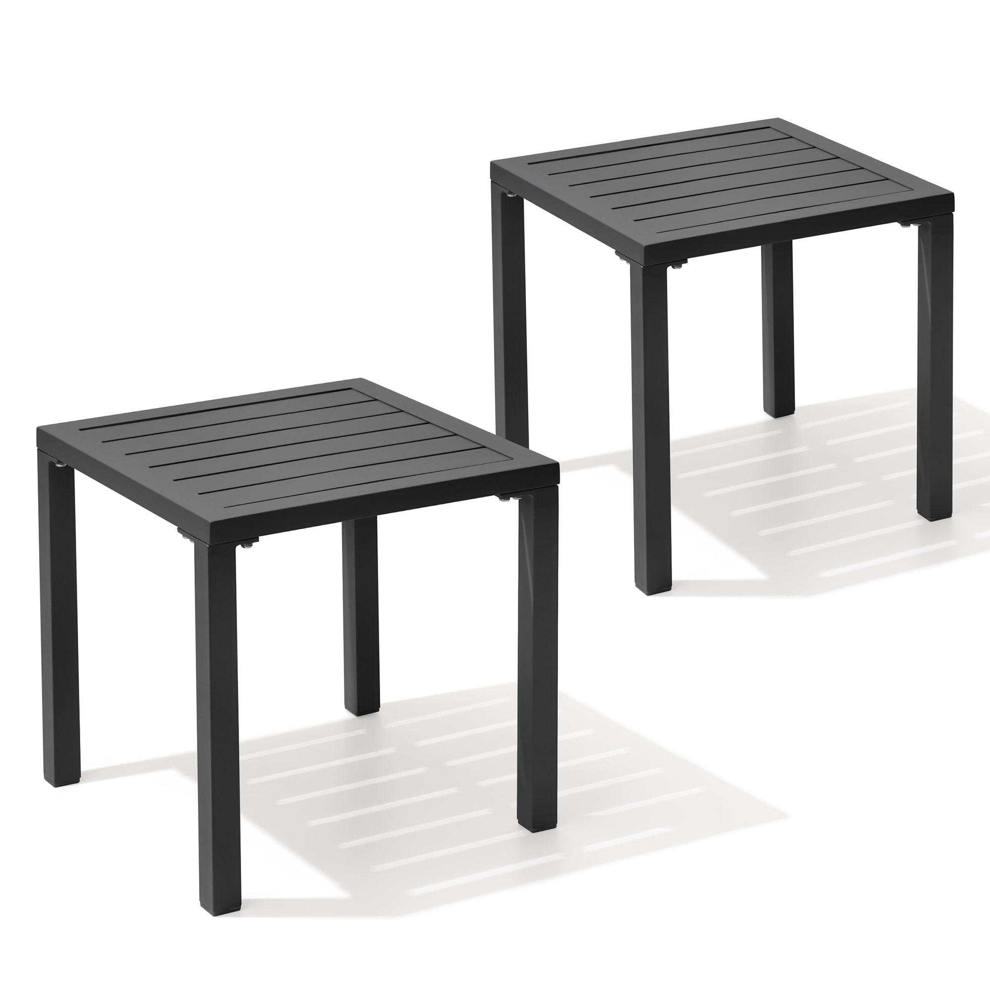 Crestlive Products CL-TB006BLK-2 2 pc patio side table Square End Table 15.7-in W x 15.7-in L