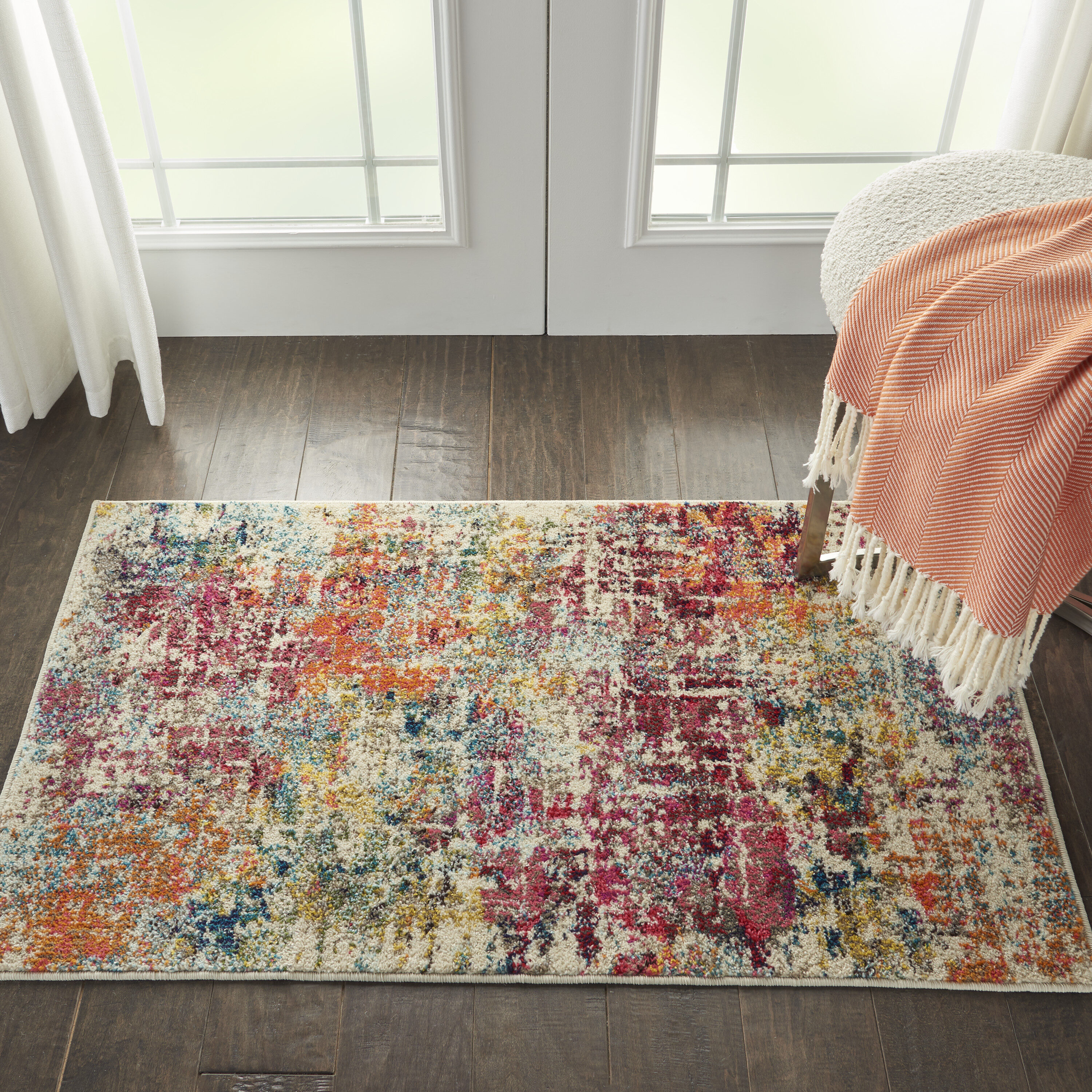 Nourison 99446482969 Celestial 2 x 4 (ft) Loomed Polypropylene Pink/Multicolor Rectangular Indoor Abstract Area rug