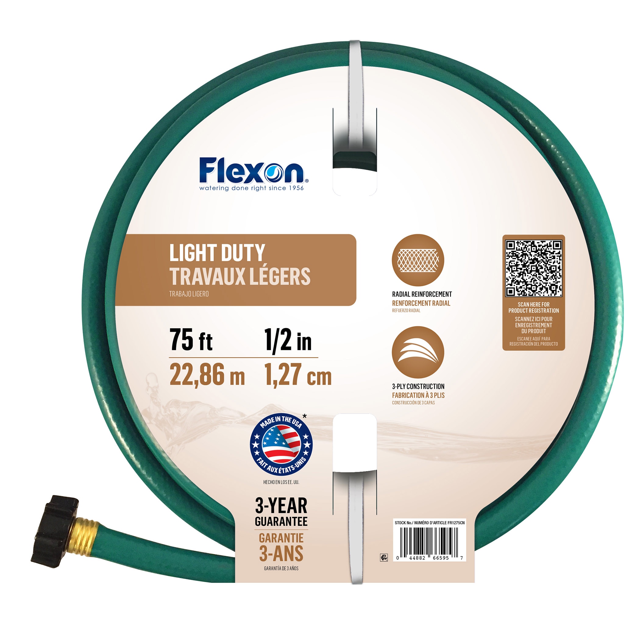 FLEXON 1/2-in x 75-ft Light -Duty Vinyl Green Hose