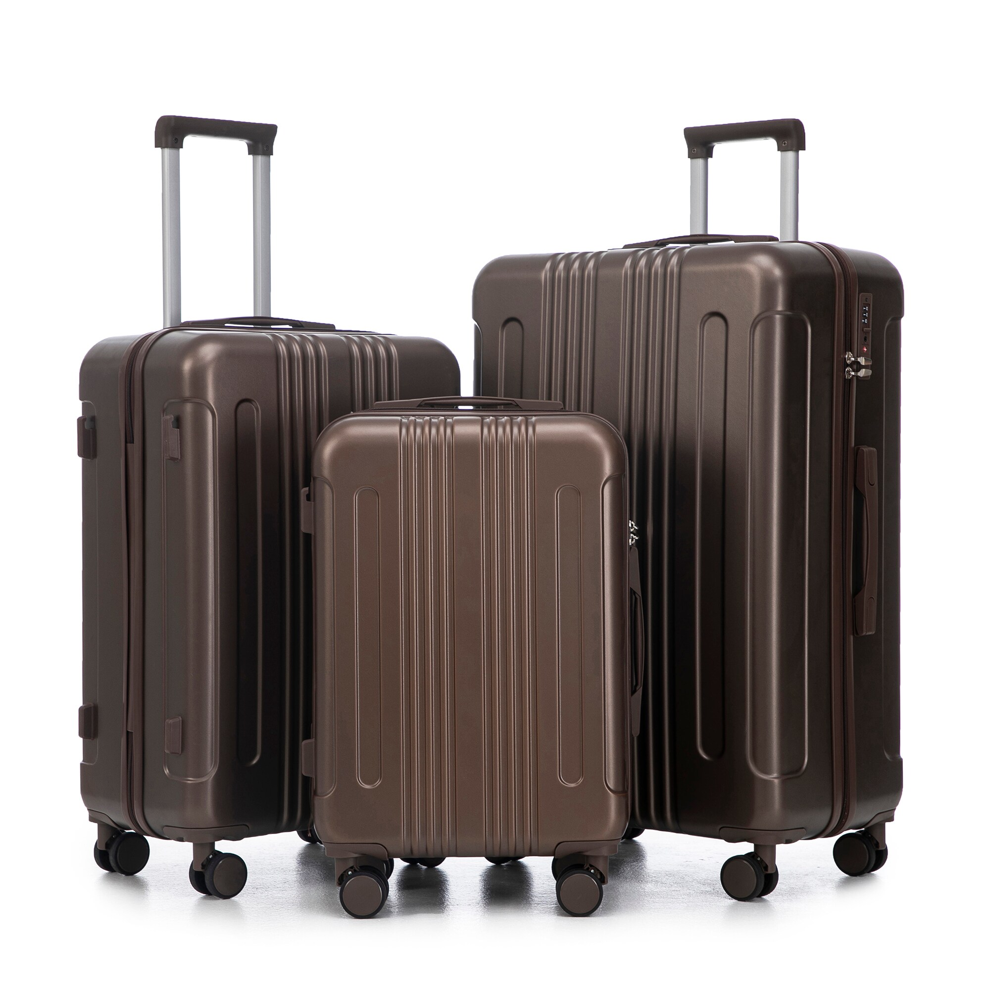 SINOFURN SYD9400013PK 19.3x11.4x29.5 Brown Plastic Hardshell Suitcase set 3 -Bag