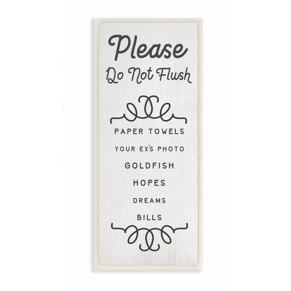 Stupell Industries WRP-1385-WD-7X17 Do Not Flush Funny Bathroom Word Design Daphne Polselli Frameless 17-in H x 7-in W Abstract Print