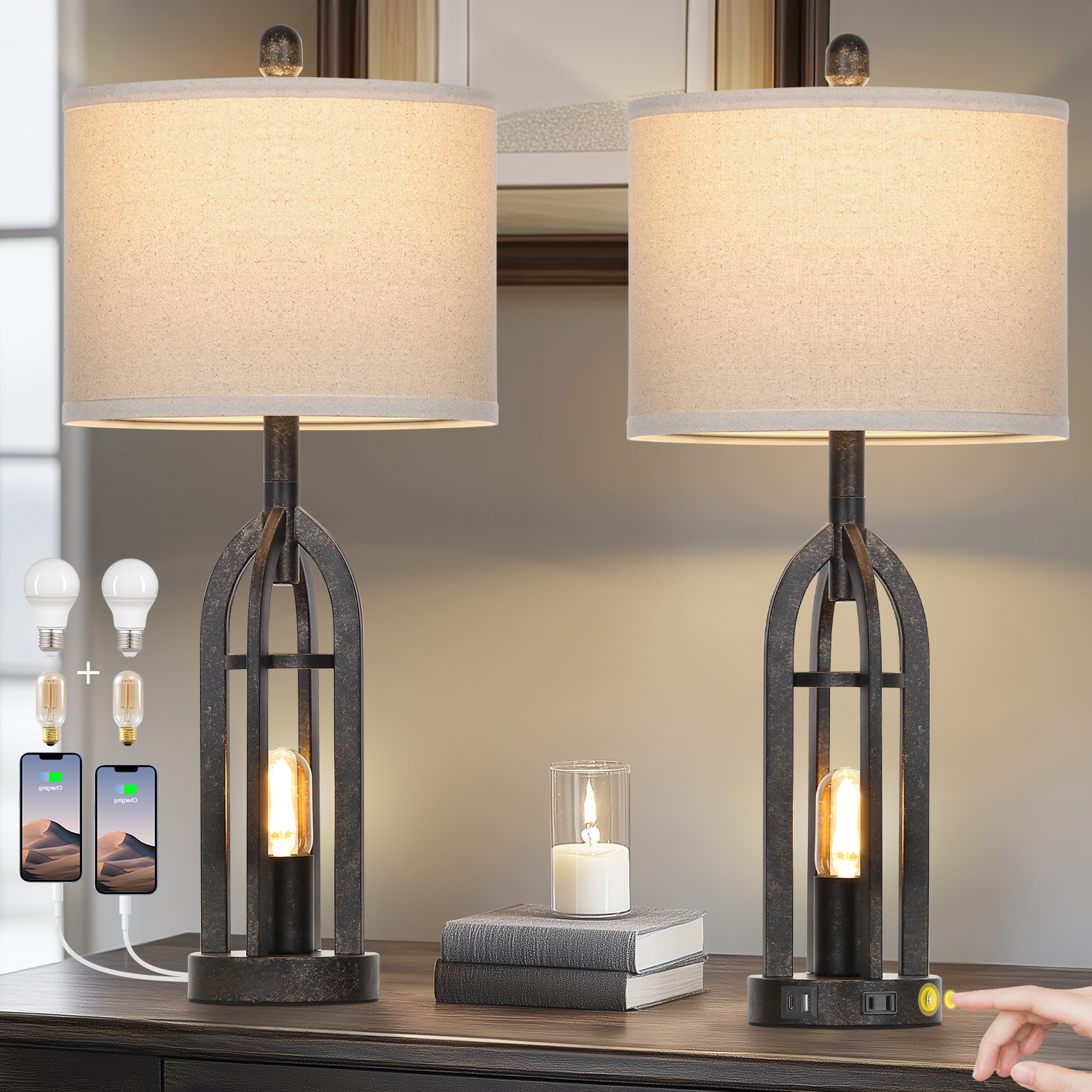 UrFurnishings TD-482 Table-Lamps - View #6