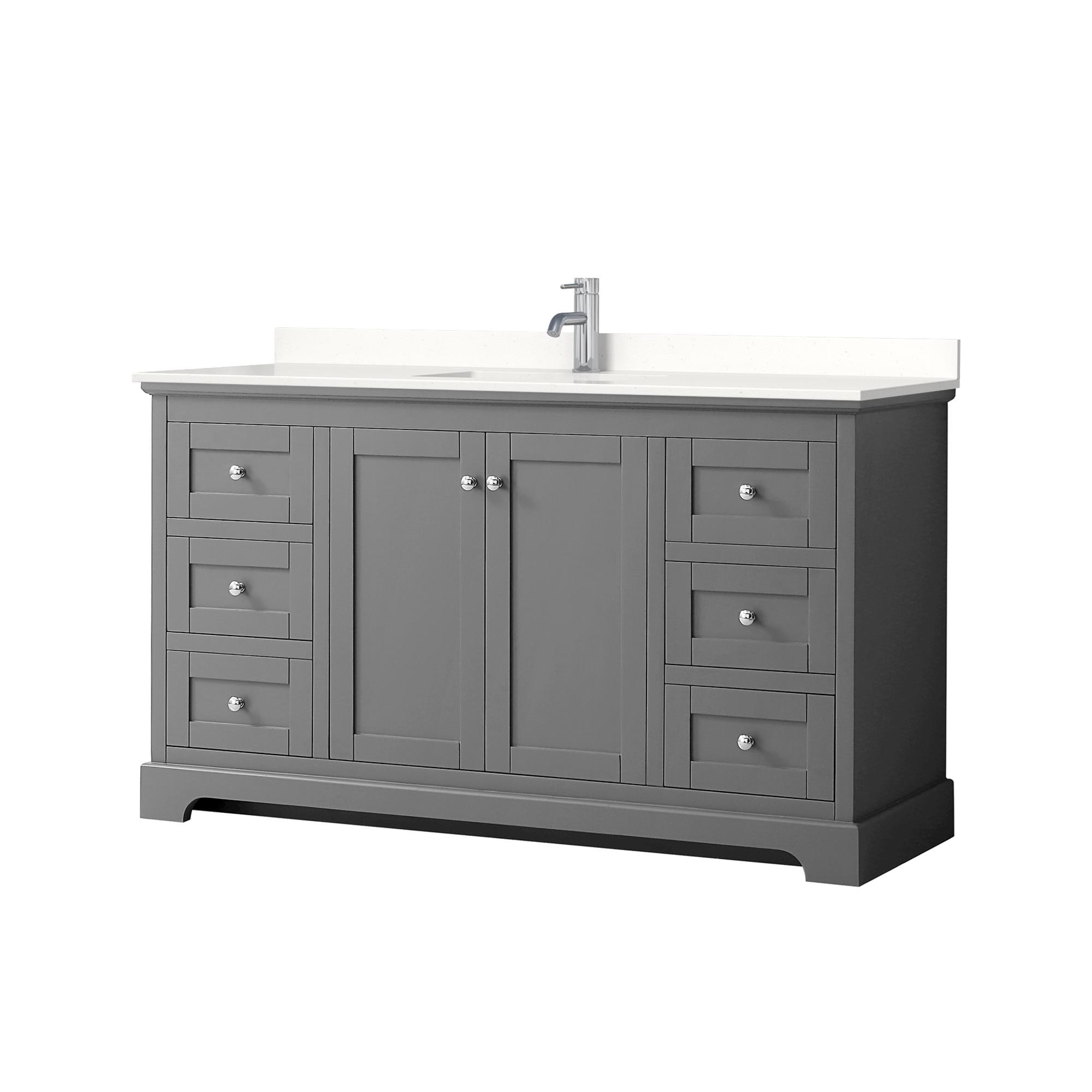 Wyndham Collection Avery 60-in Dark Gray Undermount Single Sink Bathroom Vanity with White Quartz Quartz Top