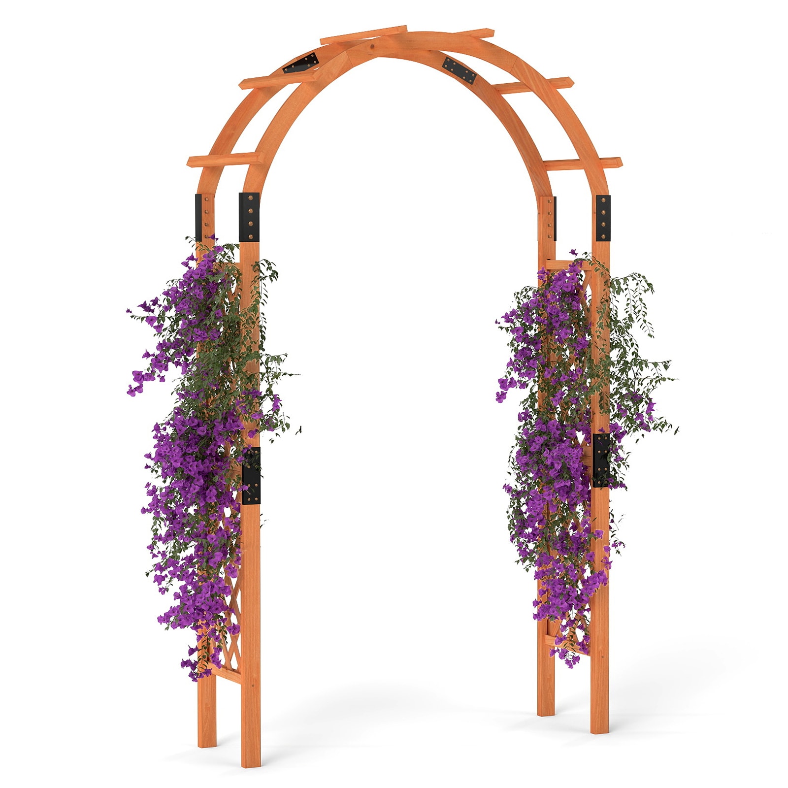 Volenca 7.7-ft Wooden Garden Arch Arbor Fir Wood Trellis for Climbing Plants and Vines