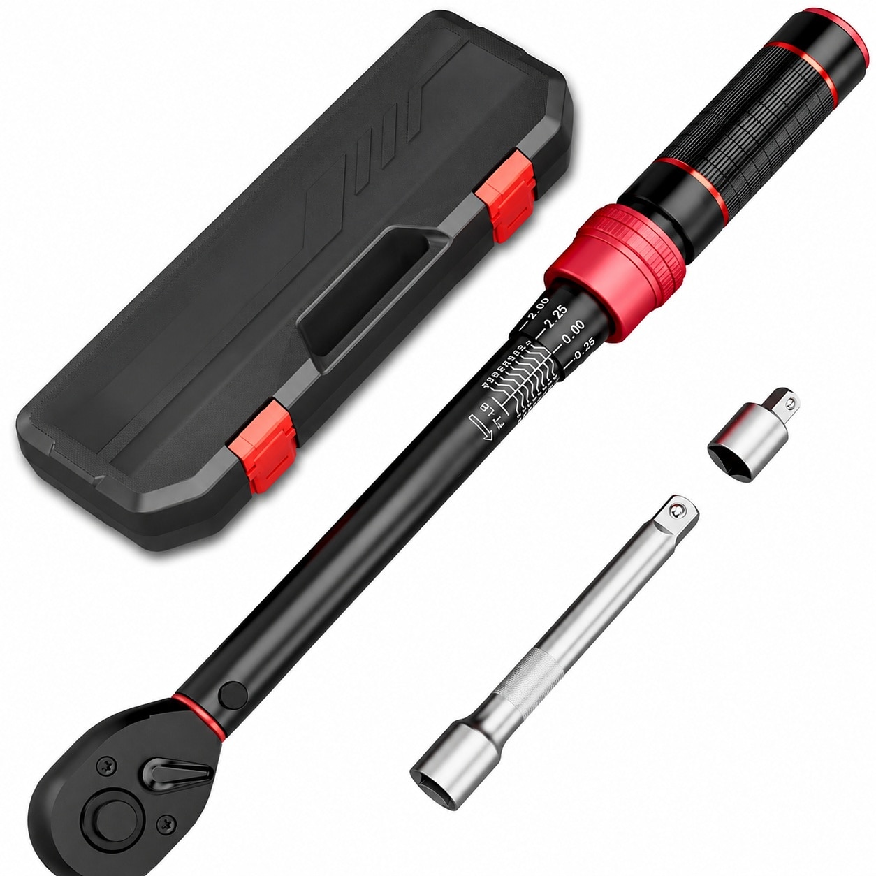 Linder Group Inc Three Eighth Inch Drive Click Torque Wrench Set 5 to 45 Foot Pounds 6 Point 8 to 61 Newton Meters 3 Percent Accuracy 72 Tooth Dual Direction
