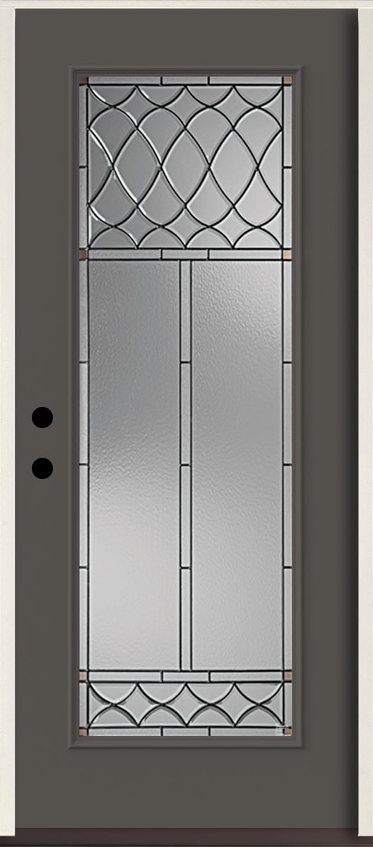 RELIABILT LO964067 Sheldon 36-in x 80-in x 4-5/8-in Fiberglass Full lite Right-hand inswing Thunder Gray Paint Painted Prehung Front Door Insulating core