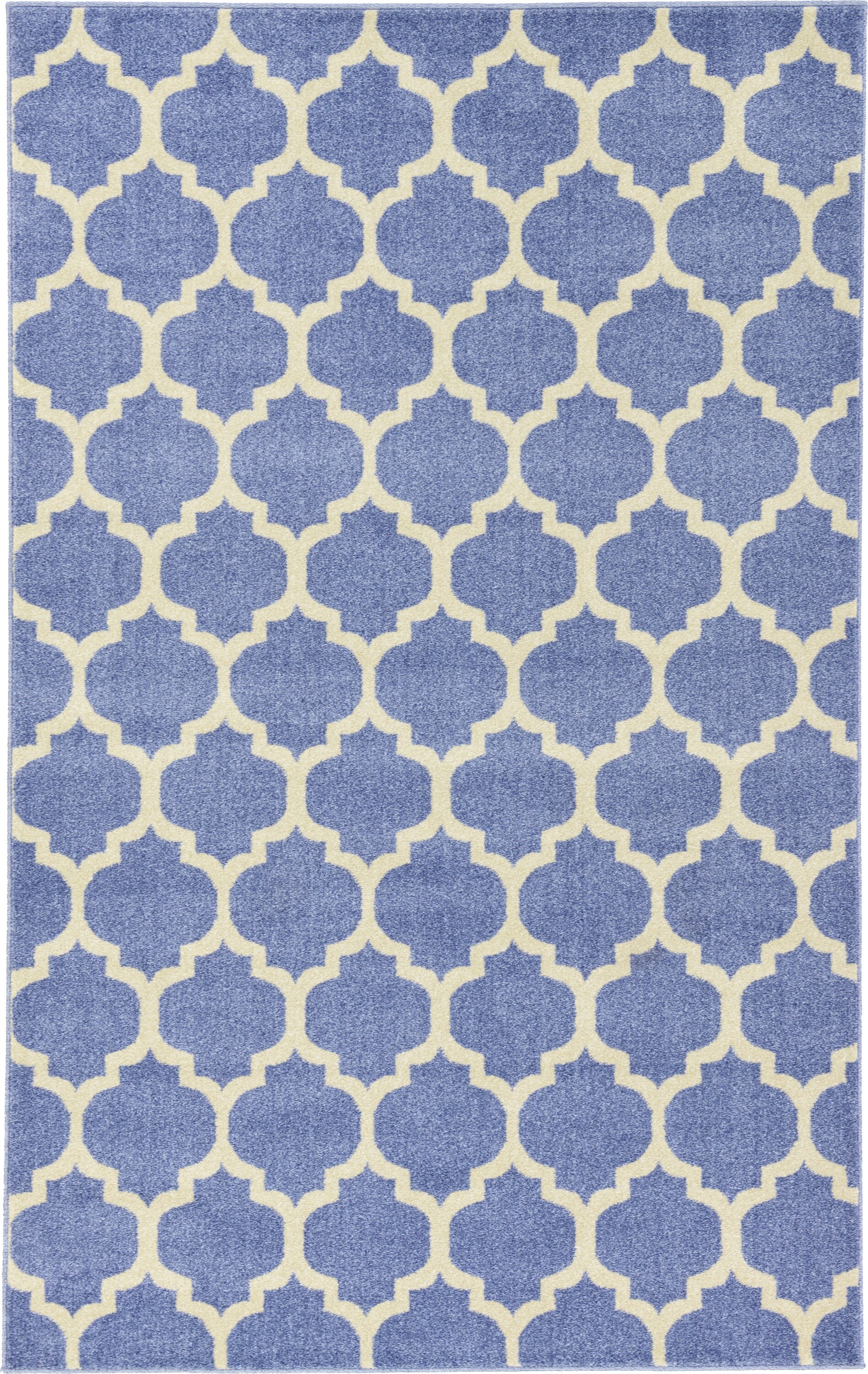 Unique Loom 3116706 Philadelphia Trellis 5 x 8 (ft) Loomed Polypropylene Blue/Beige Rectangular Indoor Geometric Industrial Area rug