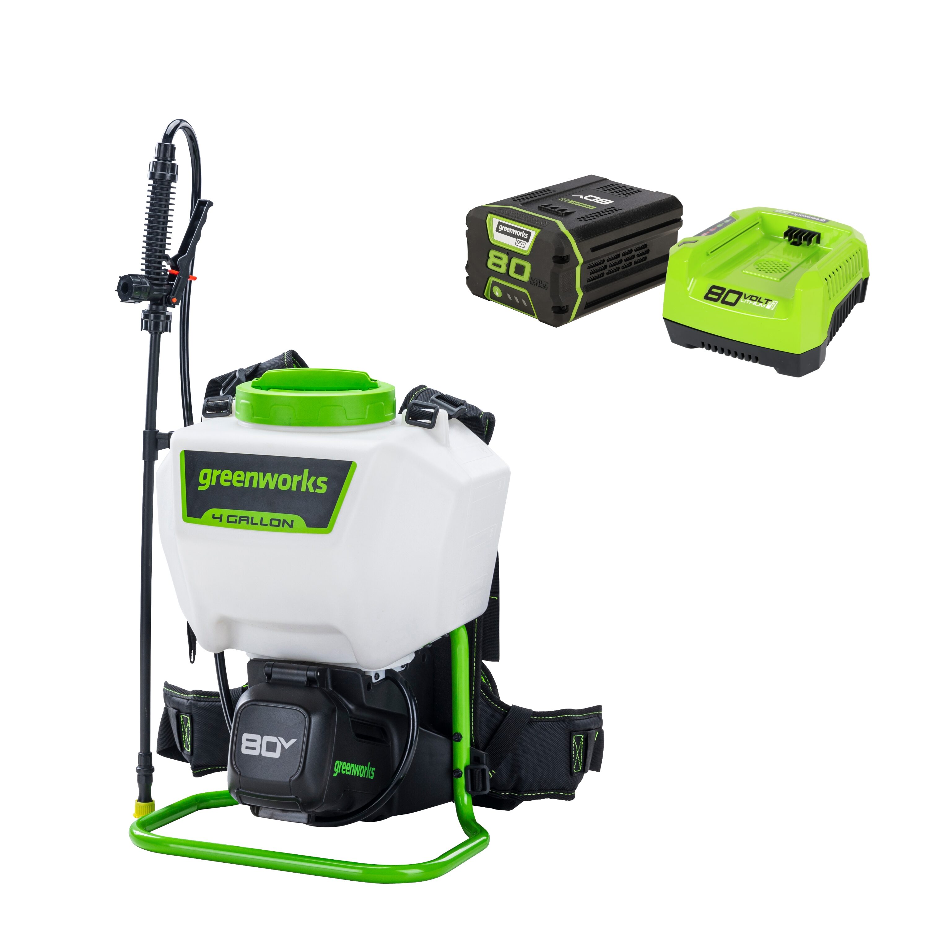 Greenworks BPS80B210 4-Gallon 80-volt Max Battery Operated Plastic Backpack Sprayer Battery and Charger Included