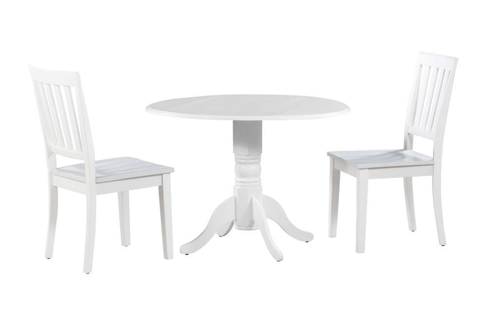 M&D Furniture BUMA5-WHI-W Burlington White Contemporary/Modern Dining Room Set with Round Table (Seats 4)